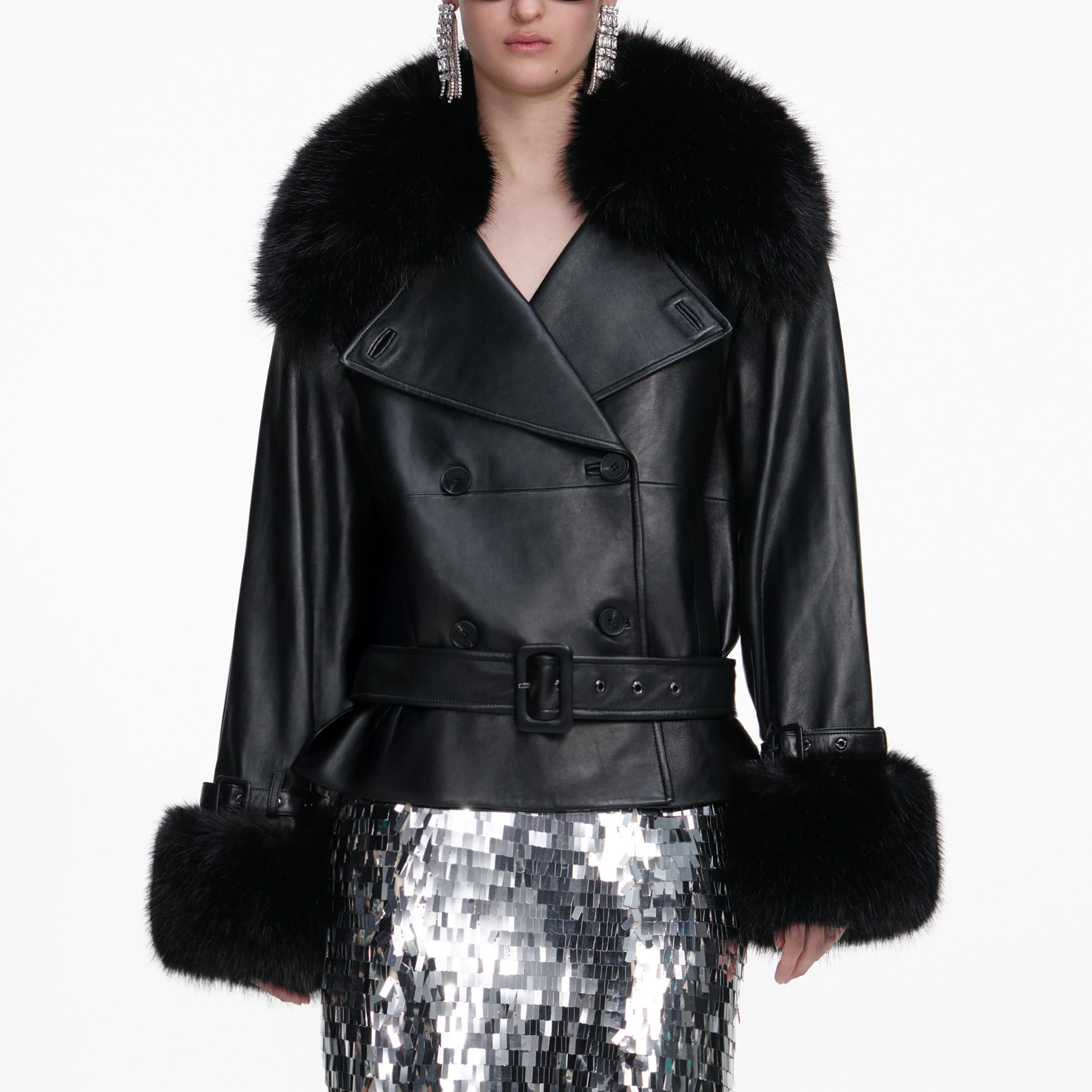 Black Belted Leather Jacket - Image 4