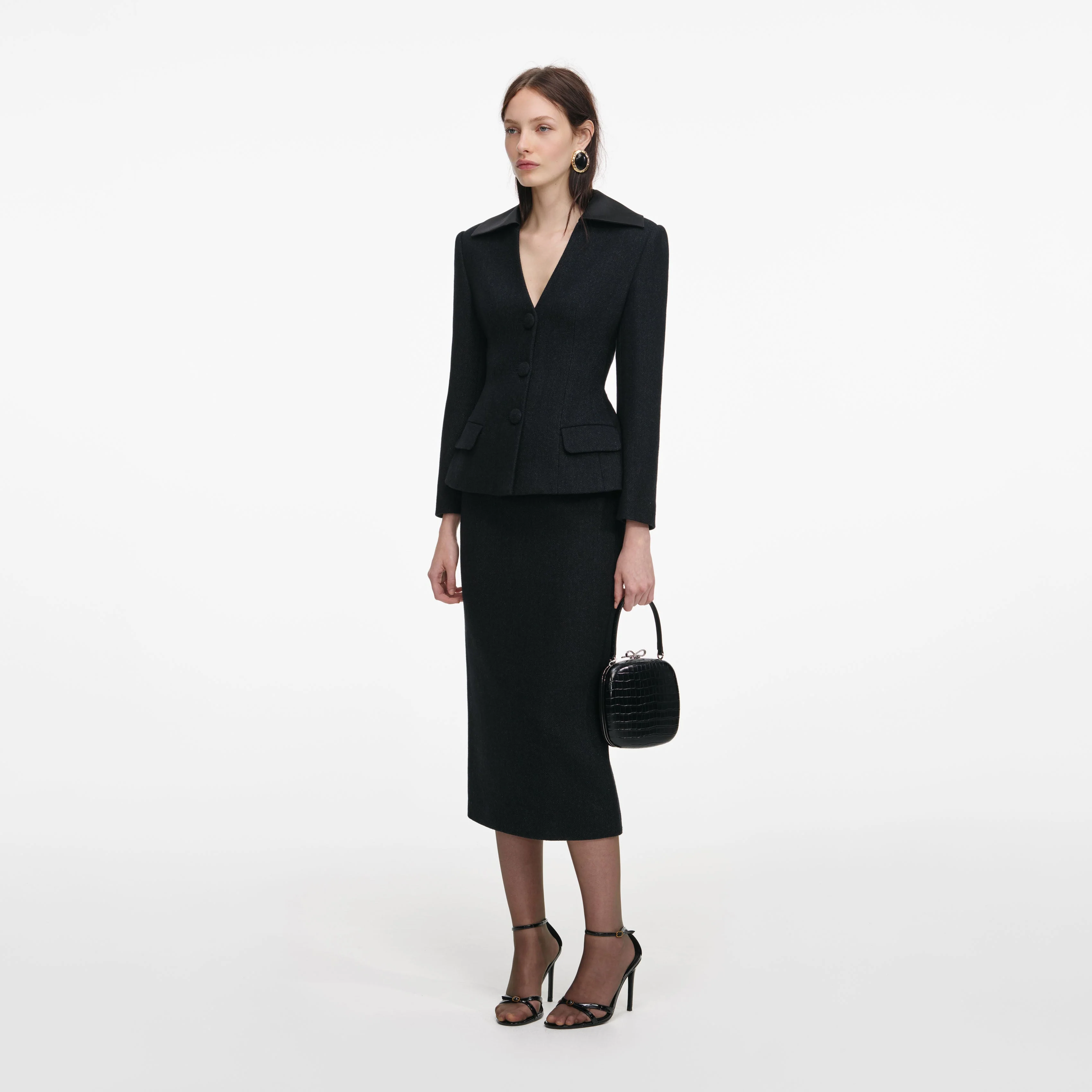 Black Blazer Tailored Midi Dress - Image 2