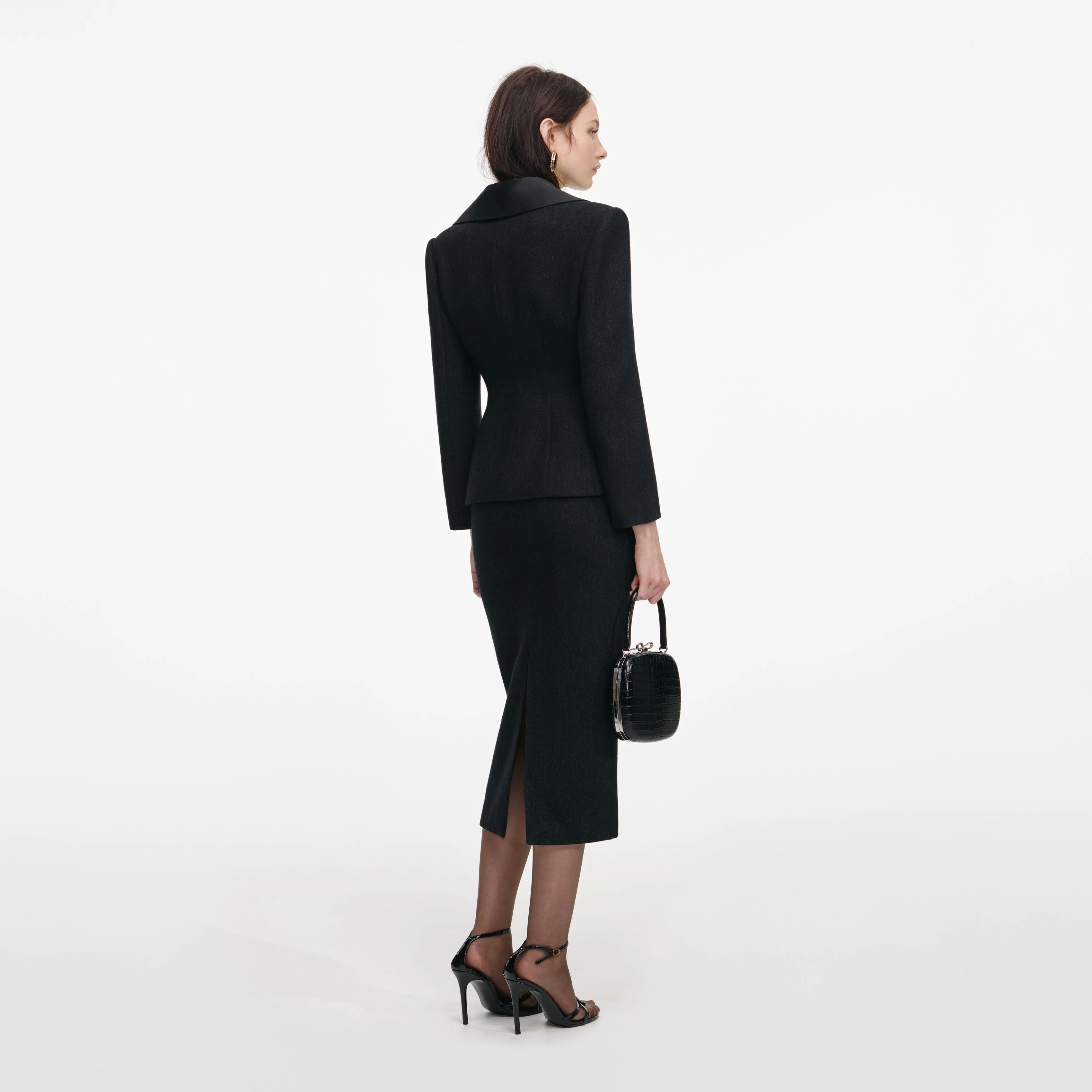 Black Blazer Tailored Midi Dress - Image 3