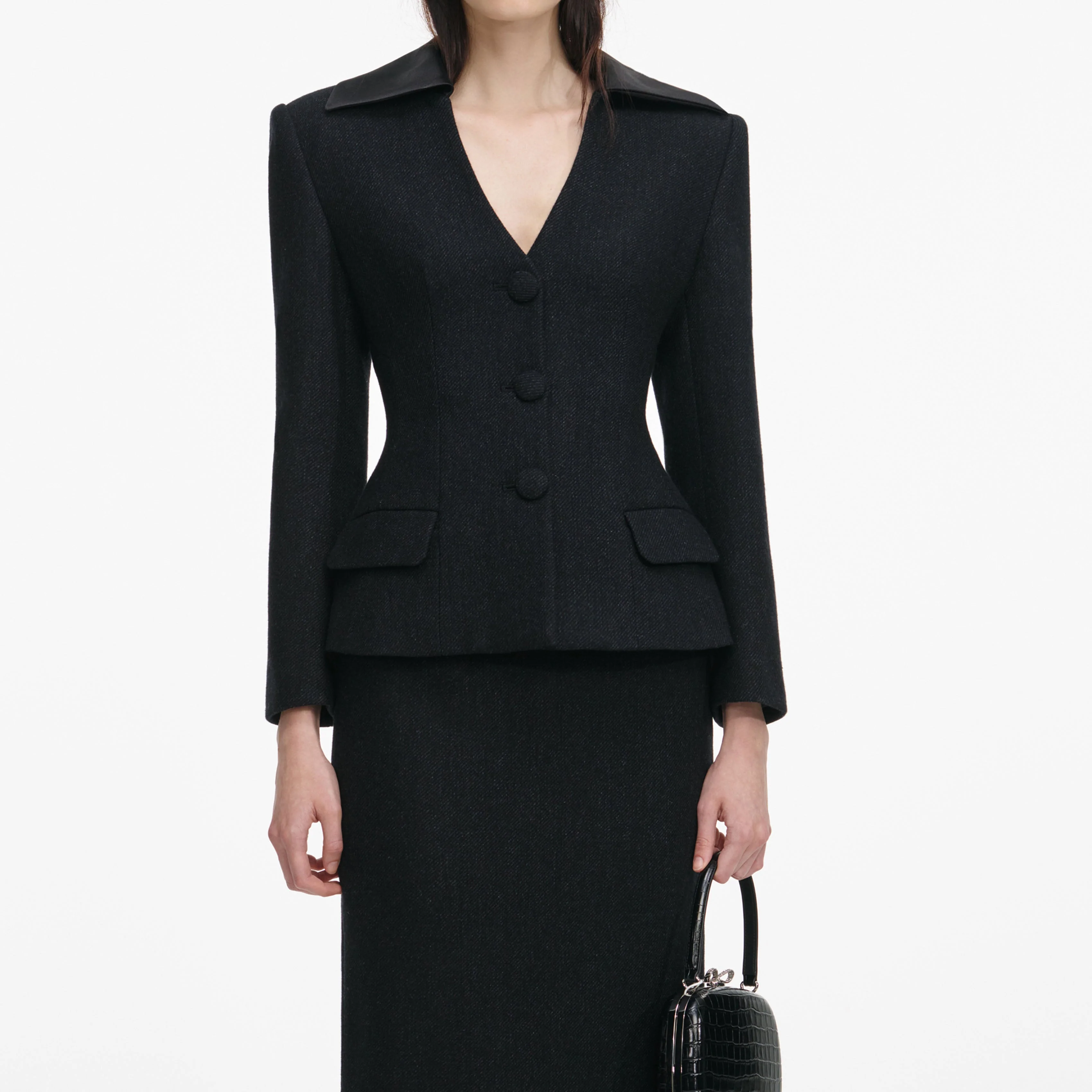 Black Blazer Tailored Midi Dress - Image 4