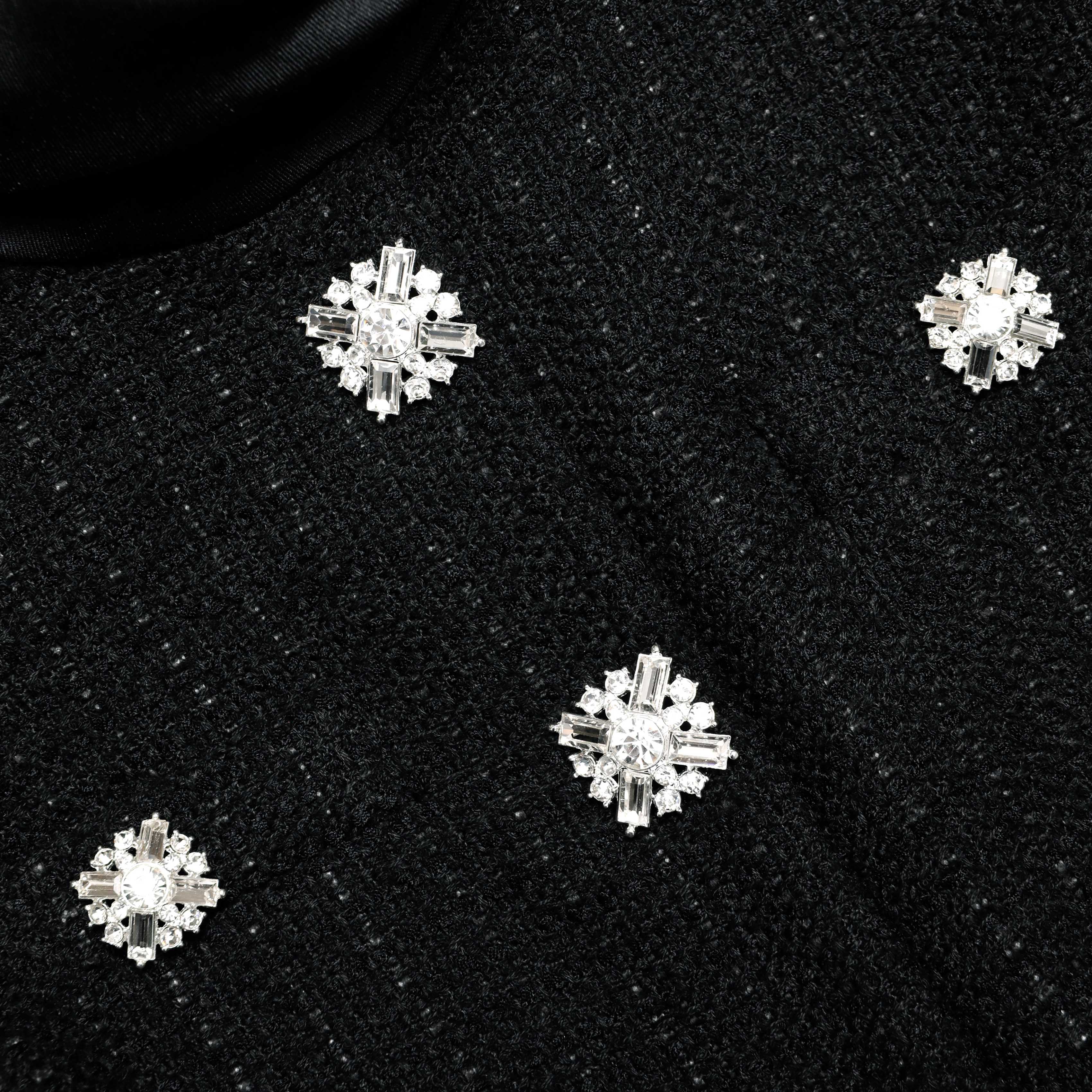 Black Boucle Collared Midi Dress - Image 5