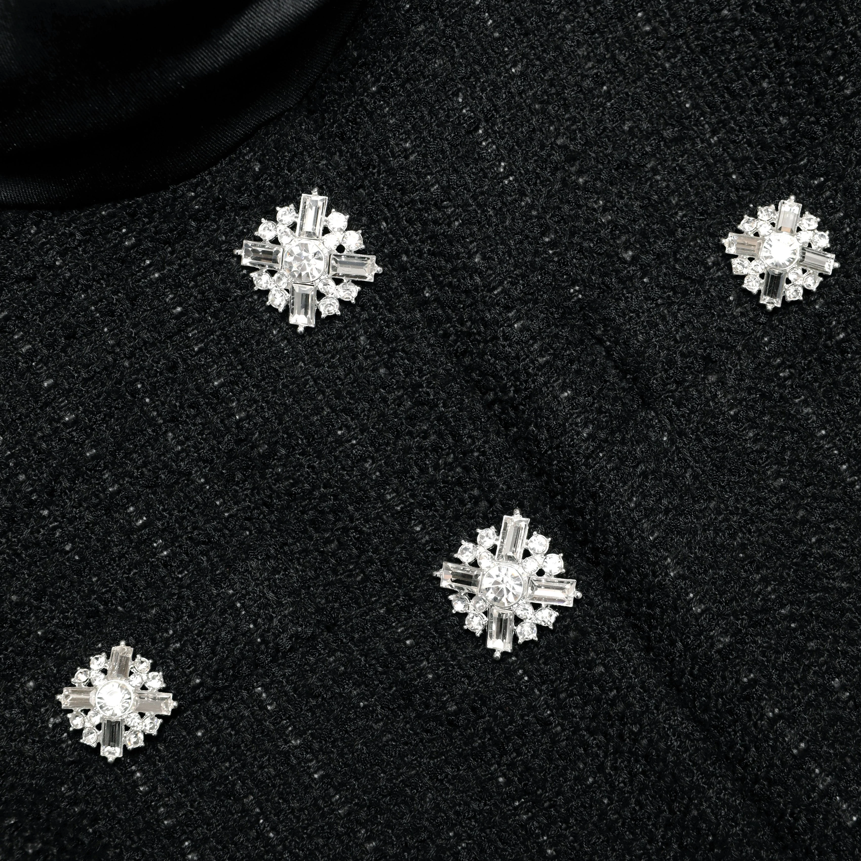Black Boucle Collared Mini Dress - Image 5