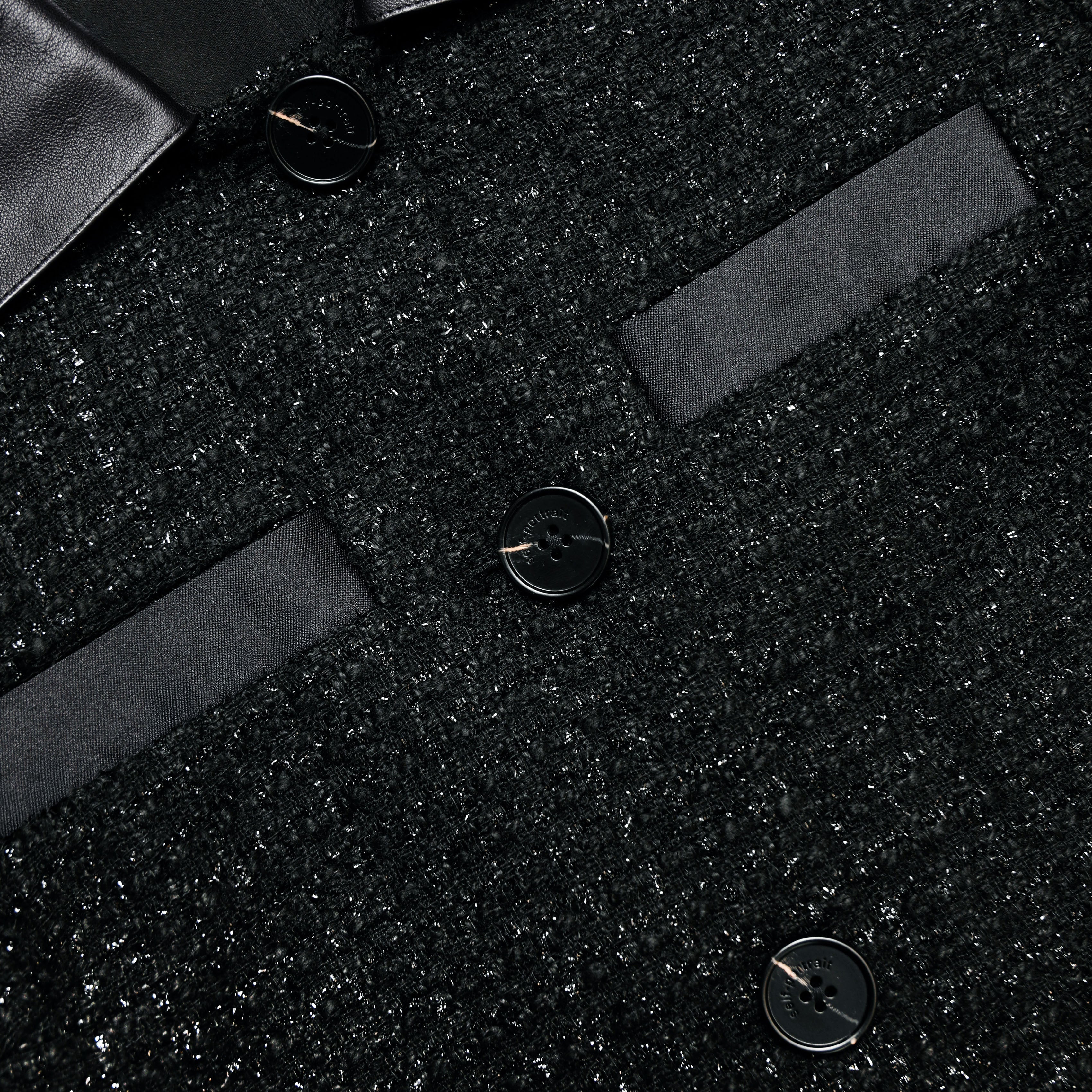 Black Boucle Contrast Collar Mini Dress - Image 6