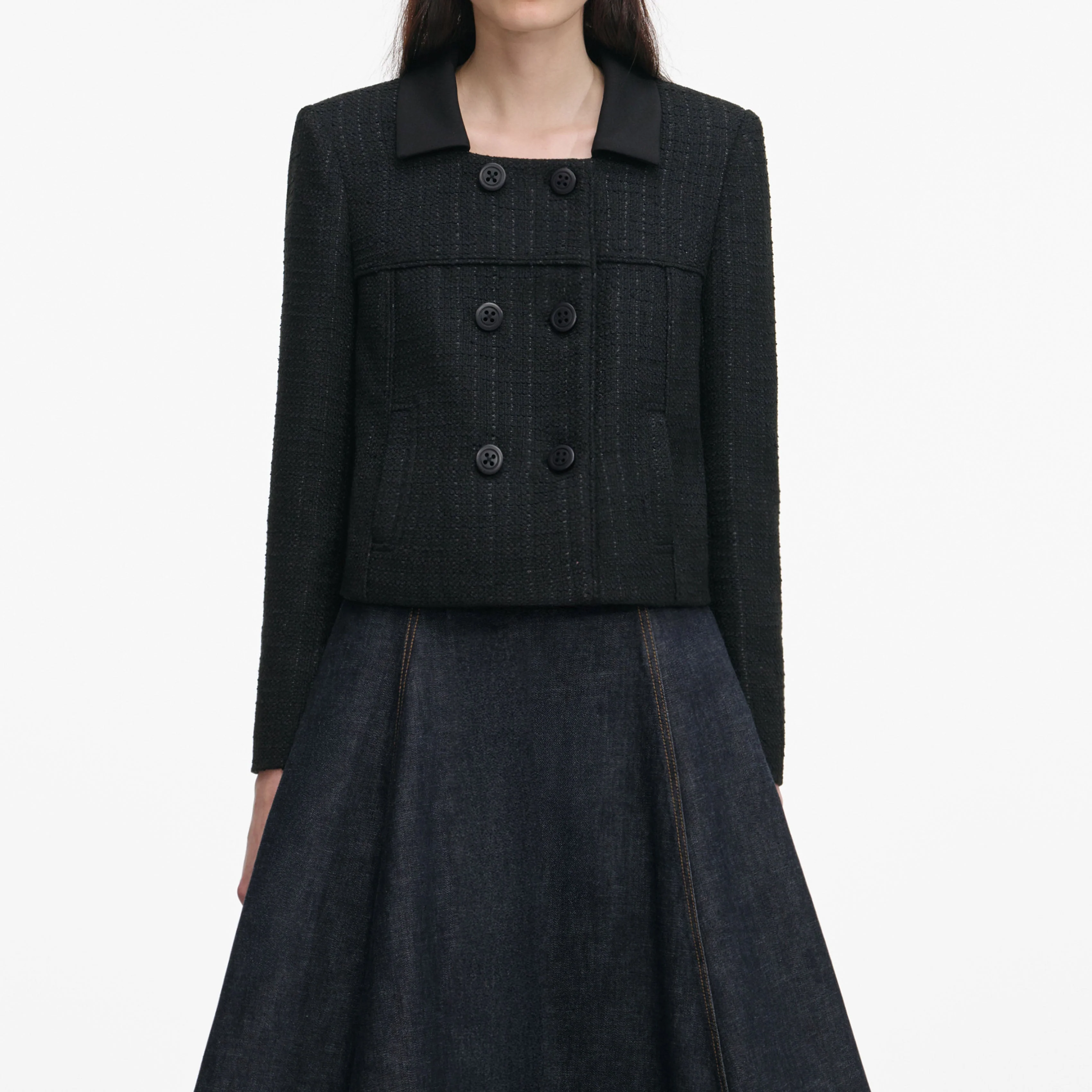 Black Boucle Cropped Jacket - Image 4