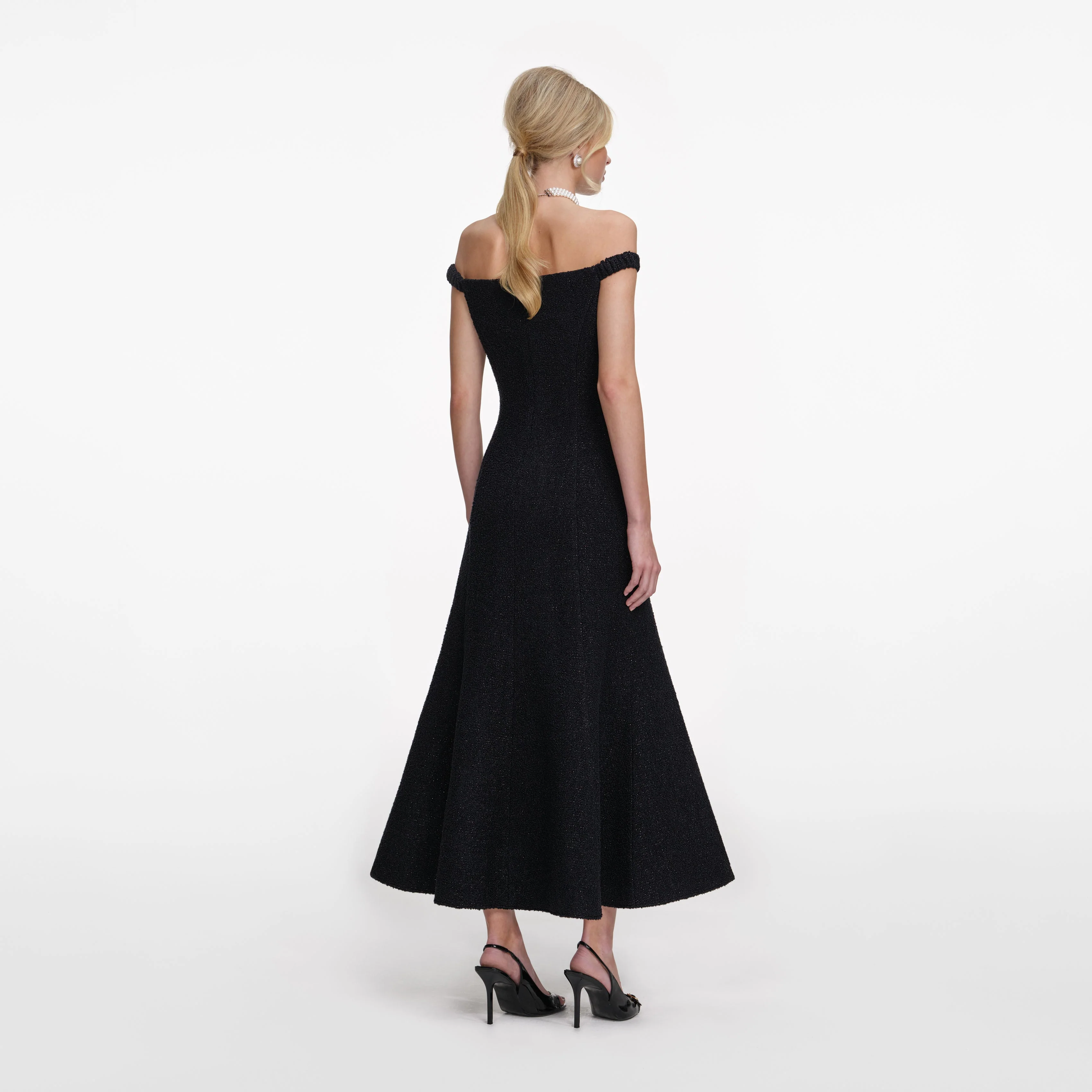 Black Boucle Midi Dress - Image 3