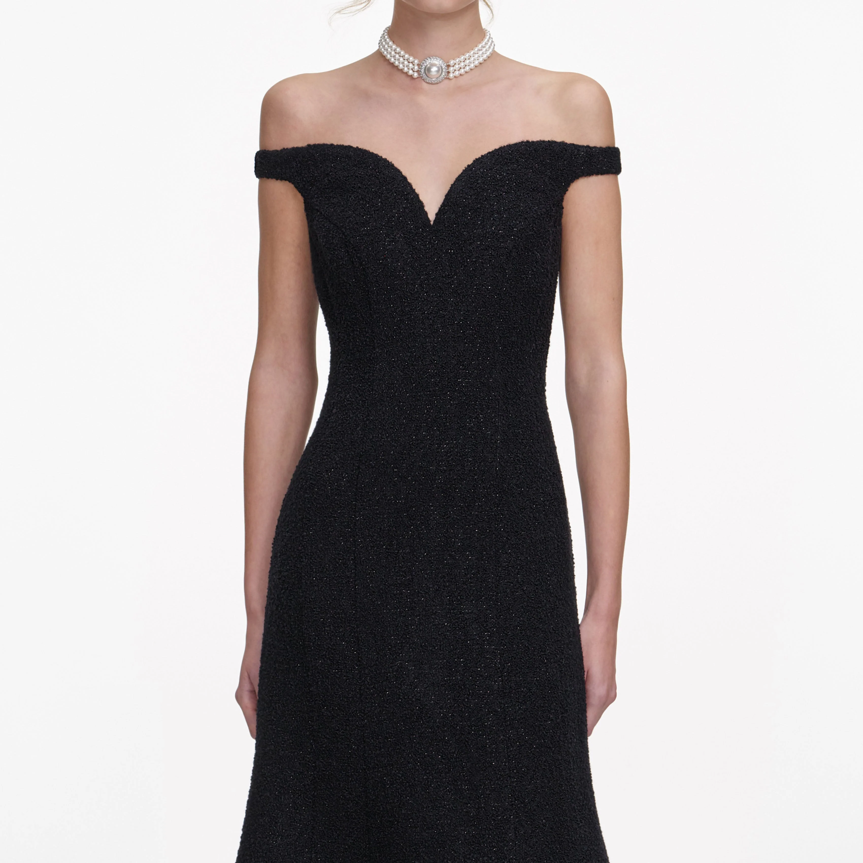 Black Boucle Midi Dress - Image 4