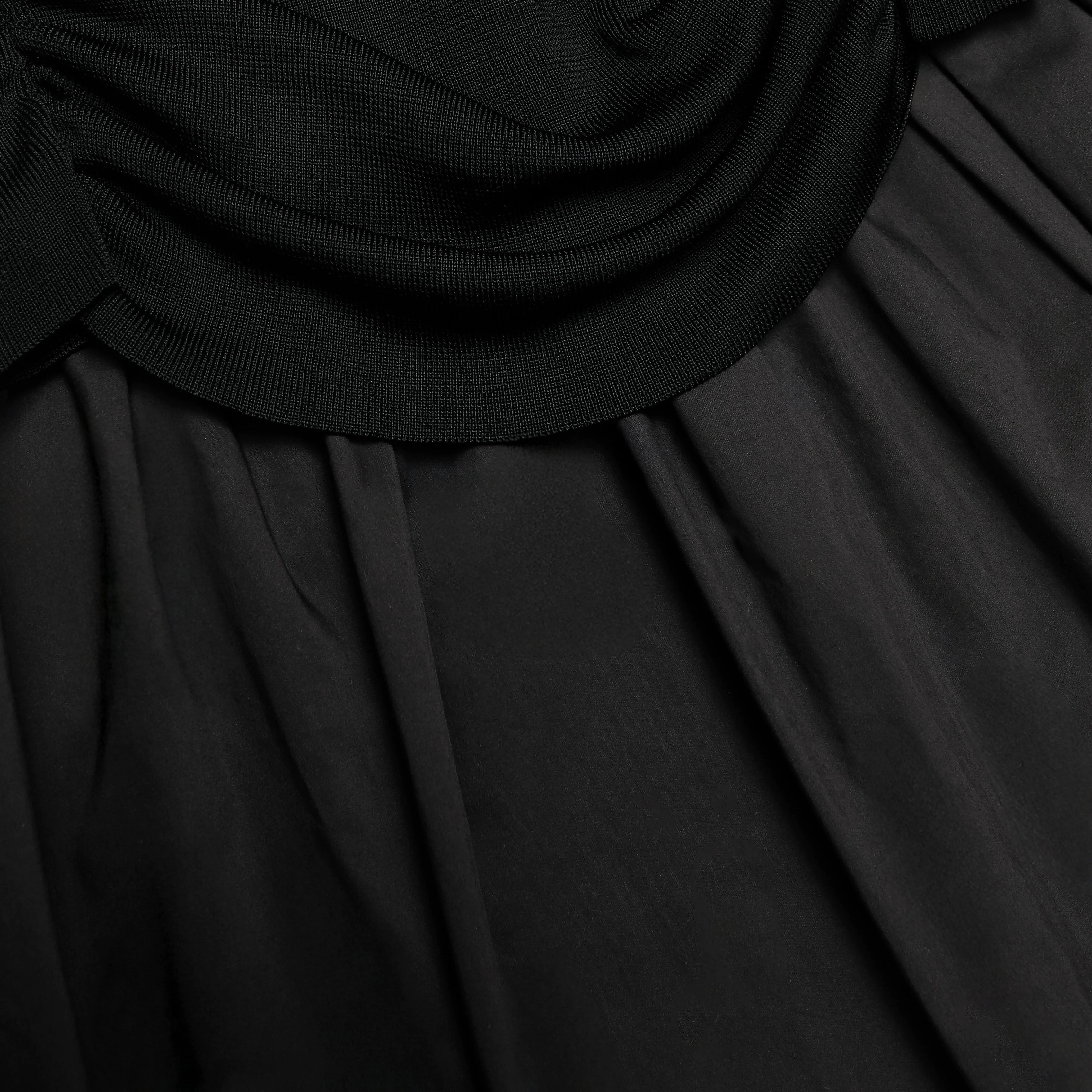 Black Cotton Draped Knit Midi Dress - Image 5