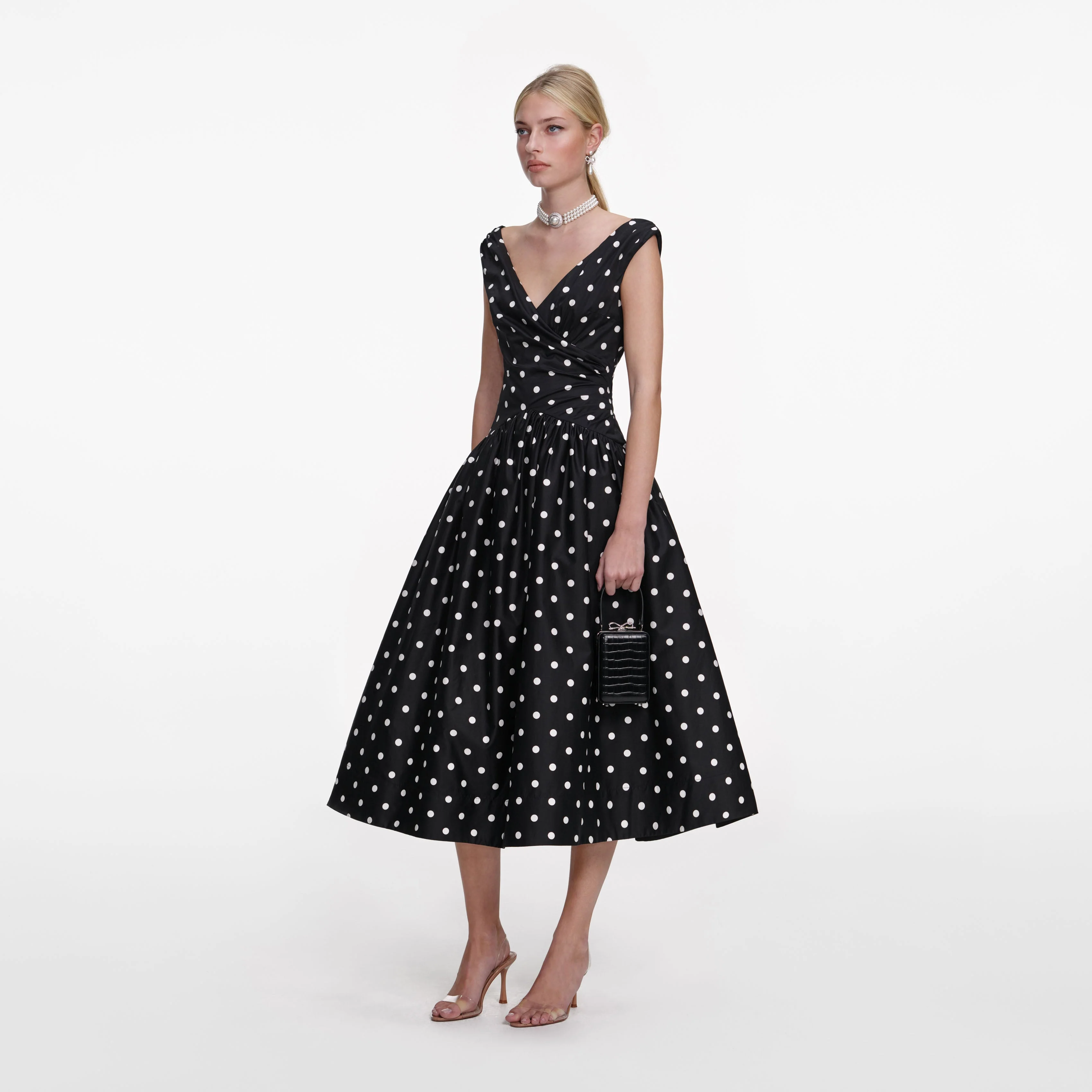 Black Cotton Midi Dress - Image 2
