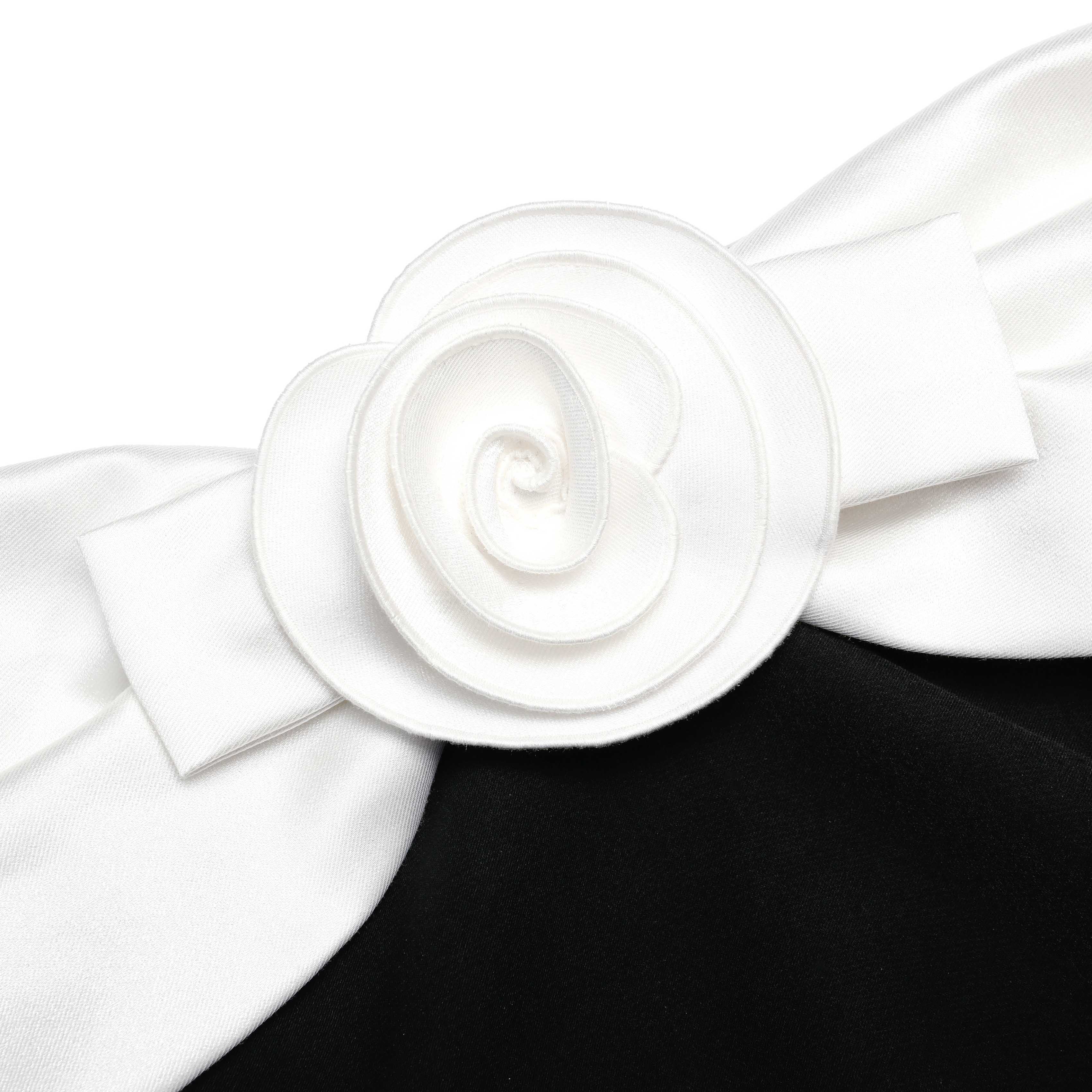 Black Crepe Flower Mini Dress - Image 5