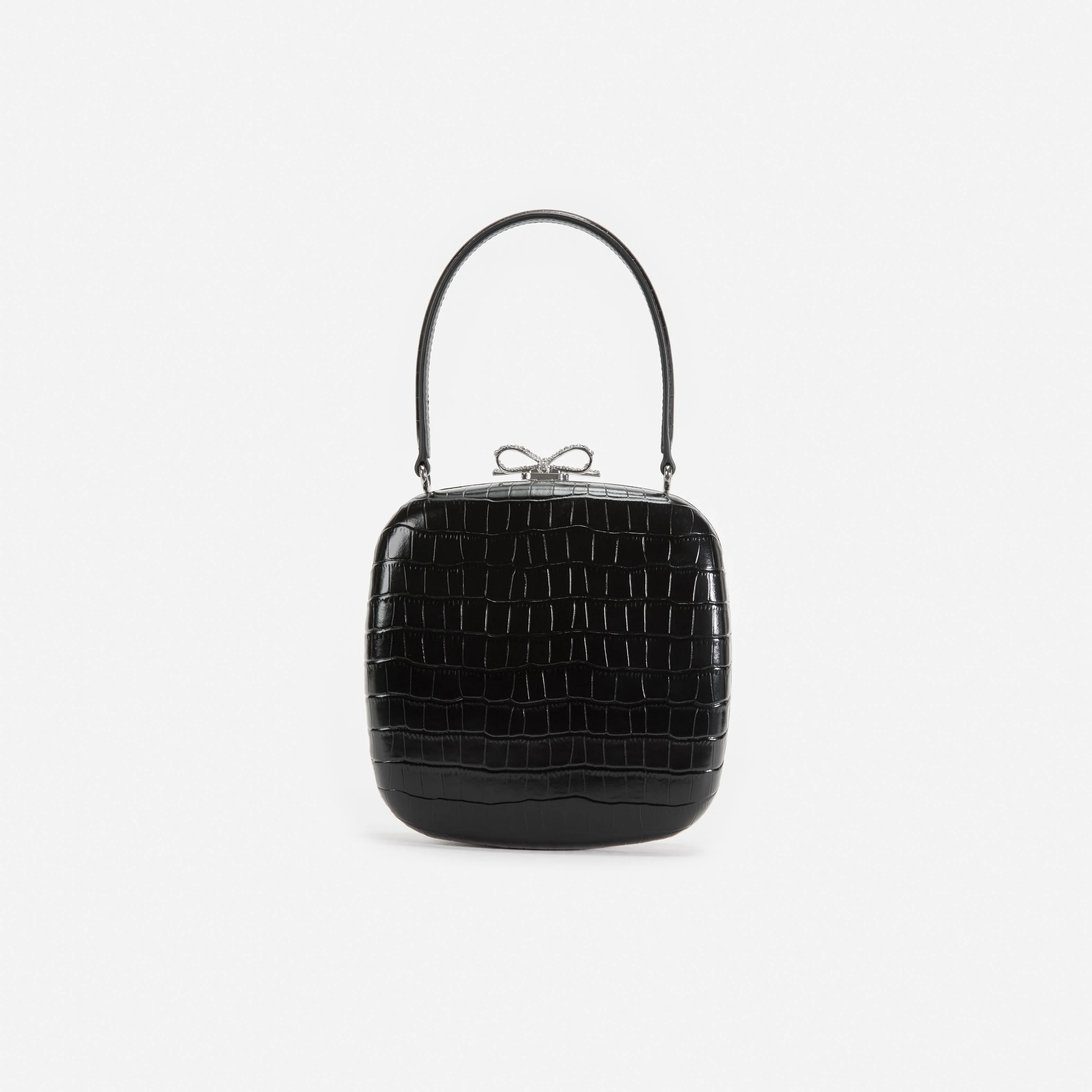 Black Croc Leather Compact Mini Bag - Image 3