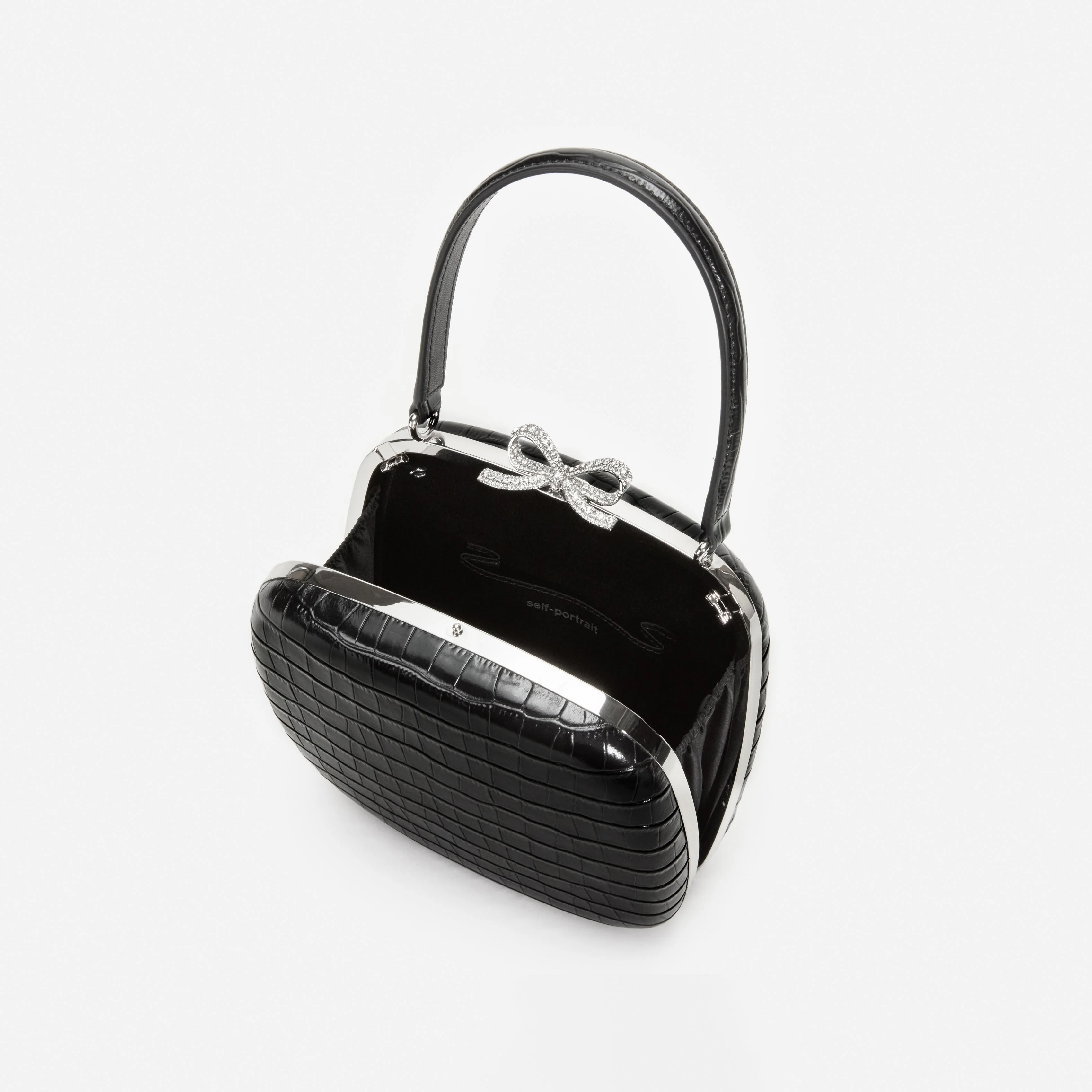 Black Croc Leather Compact Mini Bag - Image 5