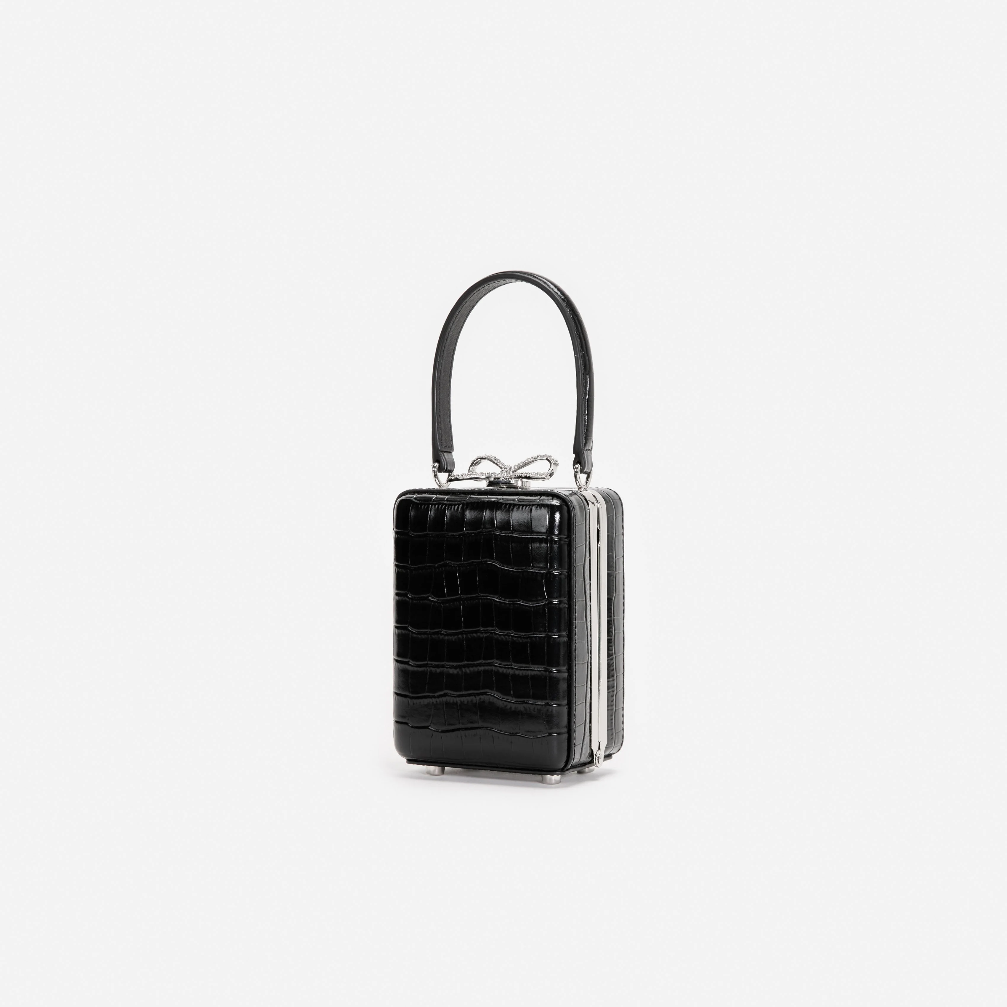 Black Croc Leather Micro Bag - Image 2