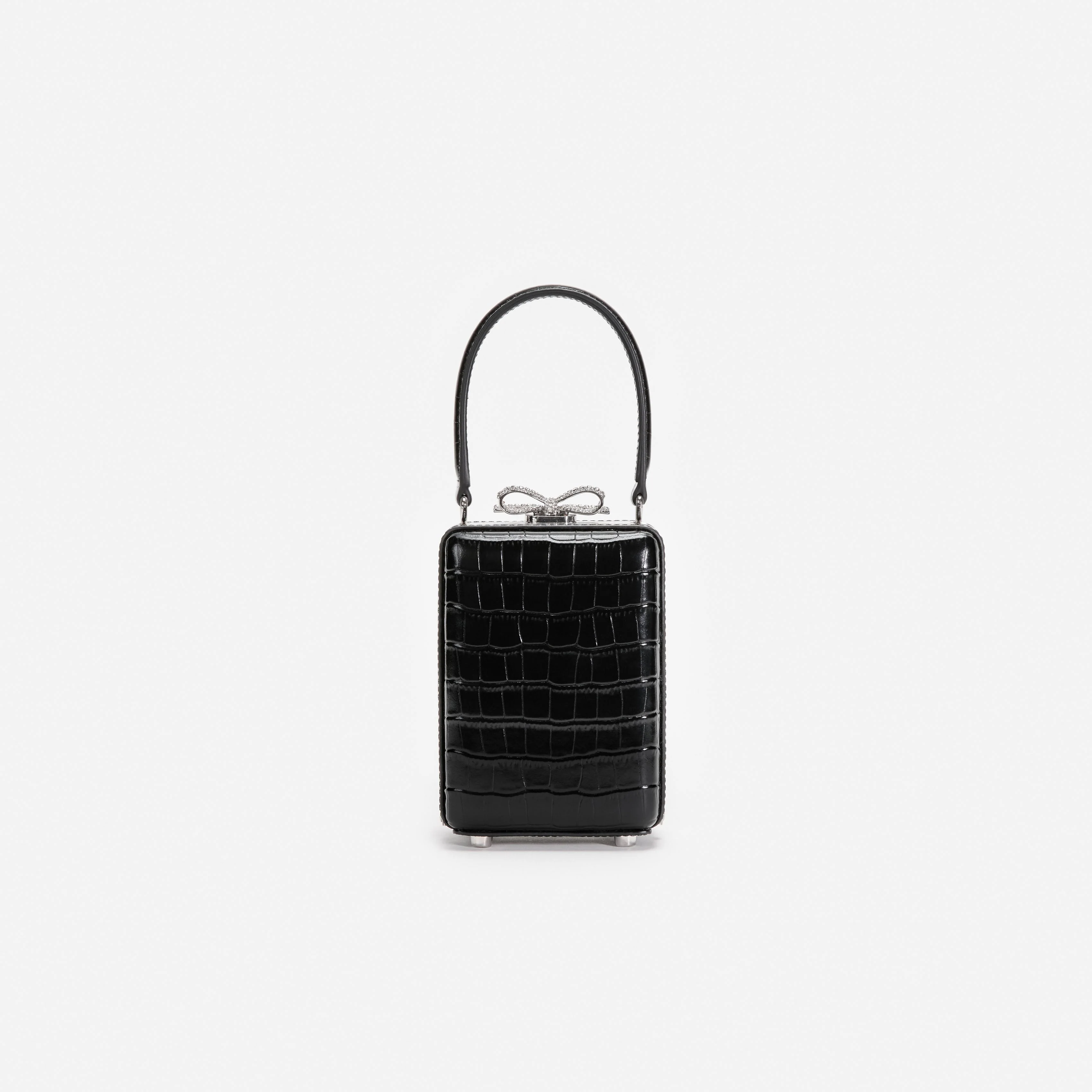 Black Croc Leather Micro Bag - Image 3