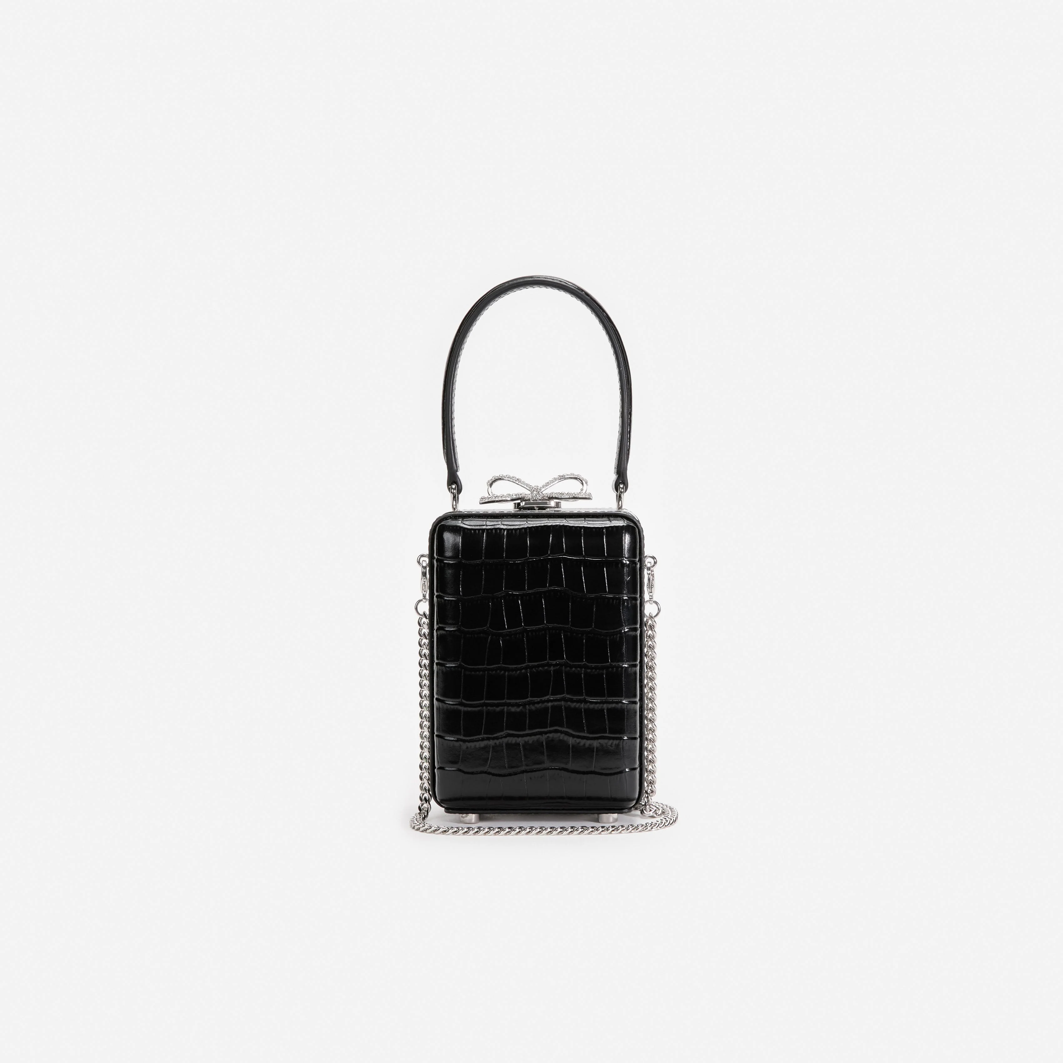 Black Croc Leather Micro Bag - Image 4