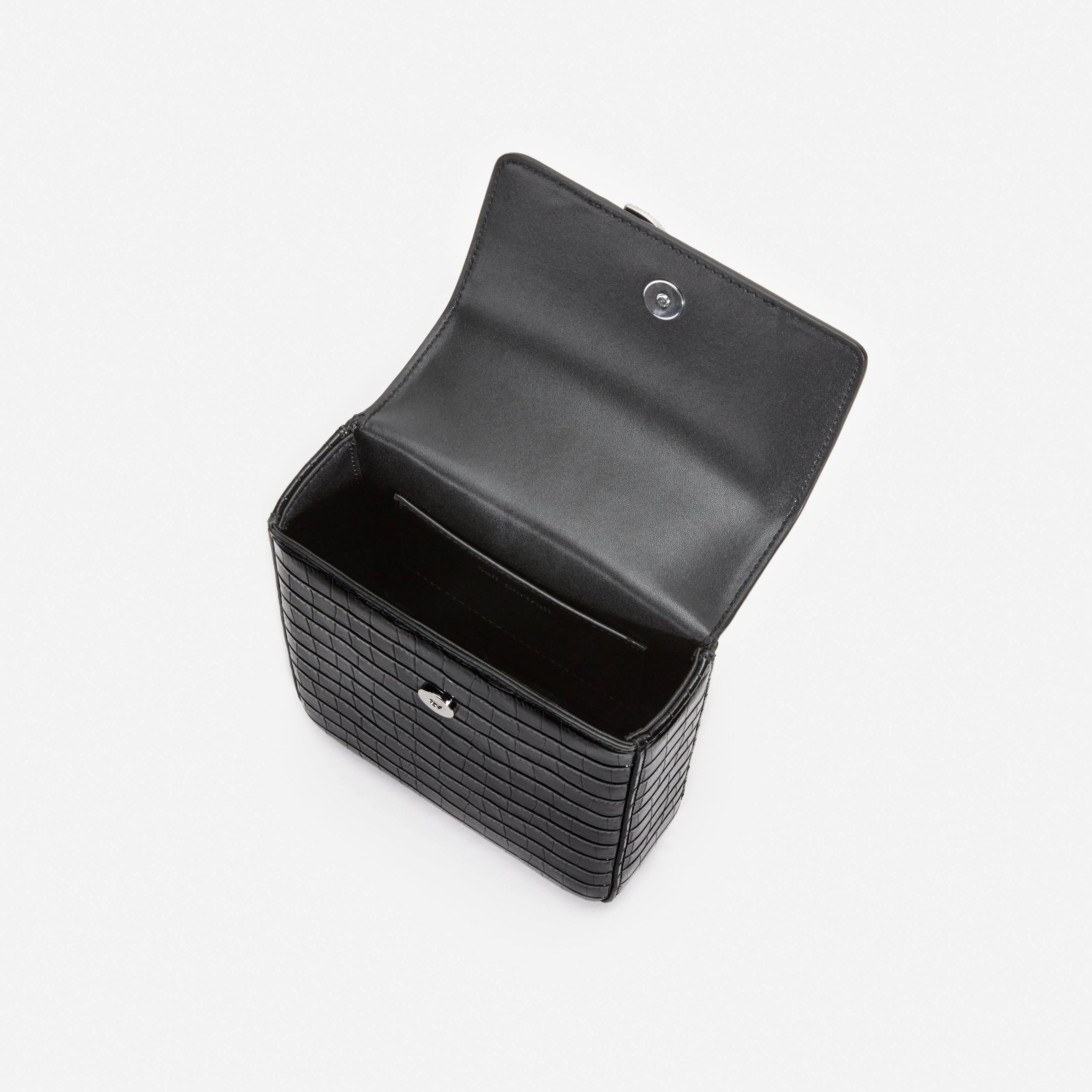 Black Croc Leather Structured Mini Bag - Image 5