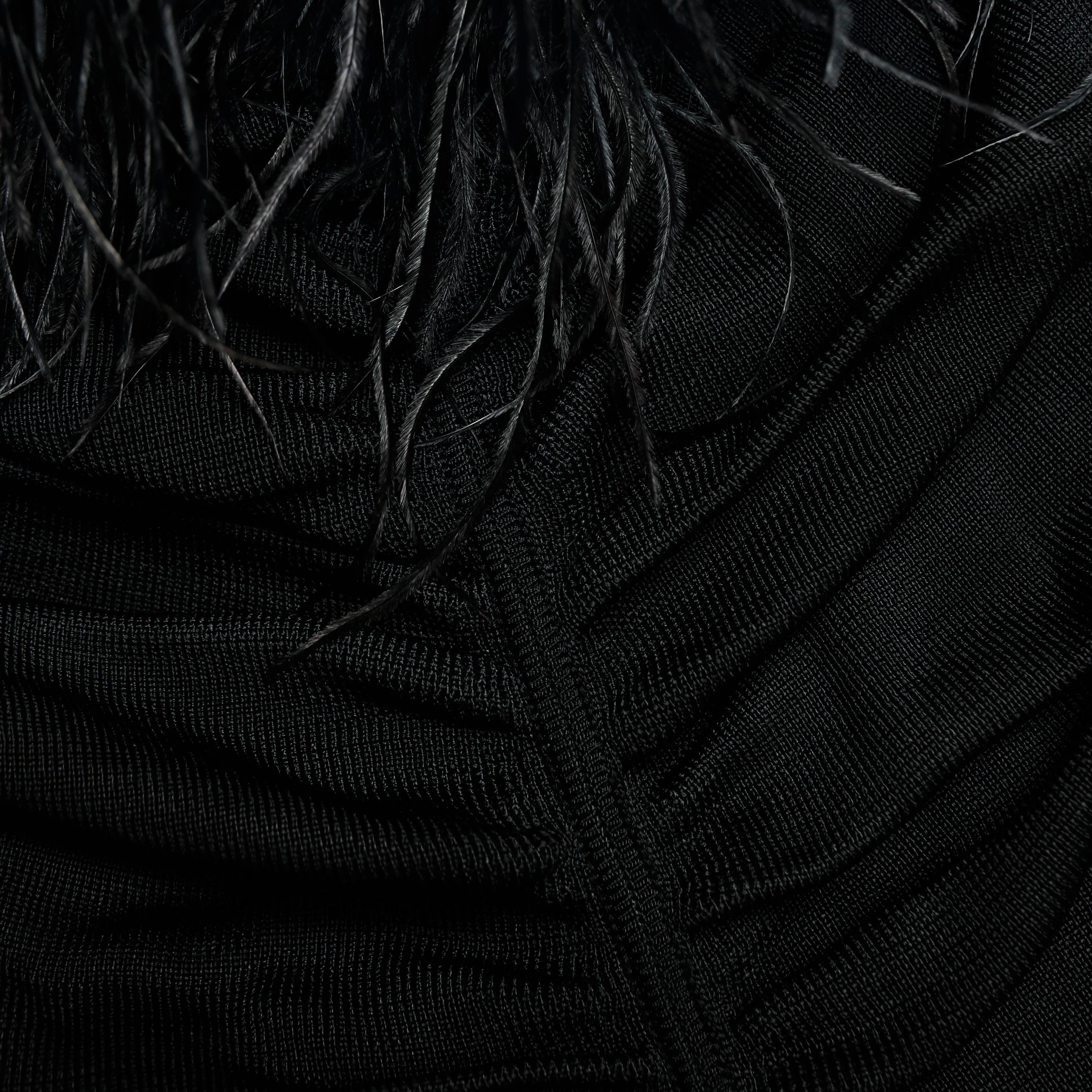 Black Feather Viscose Knit Mini Dress - Image 5