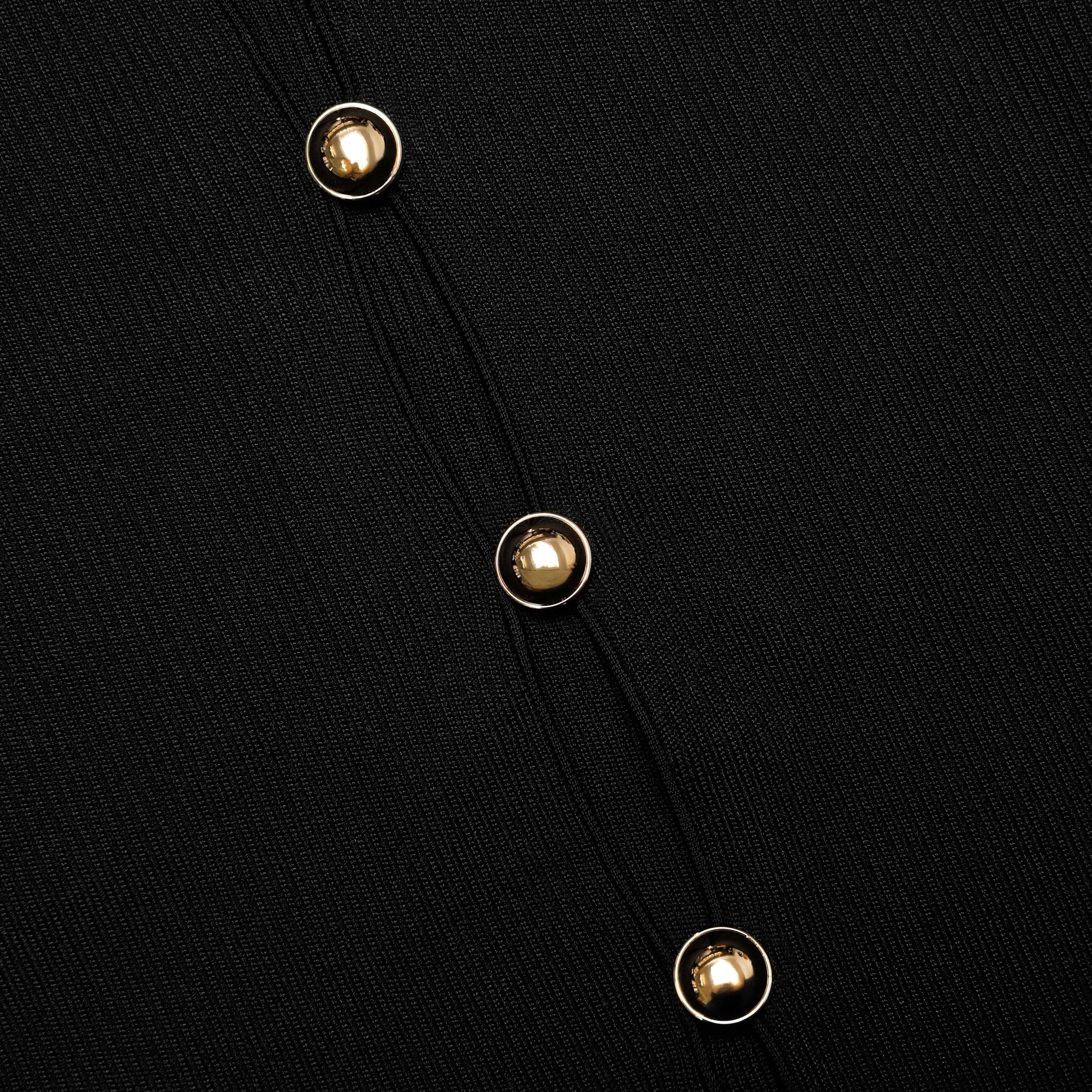 Black Knit Taffeta Midi Dress - Image 5