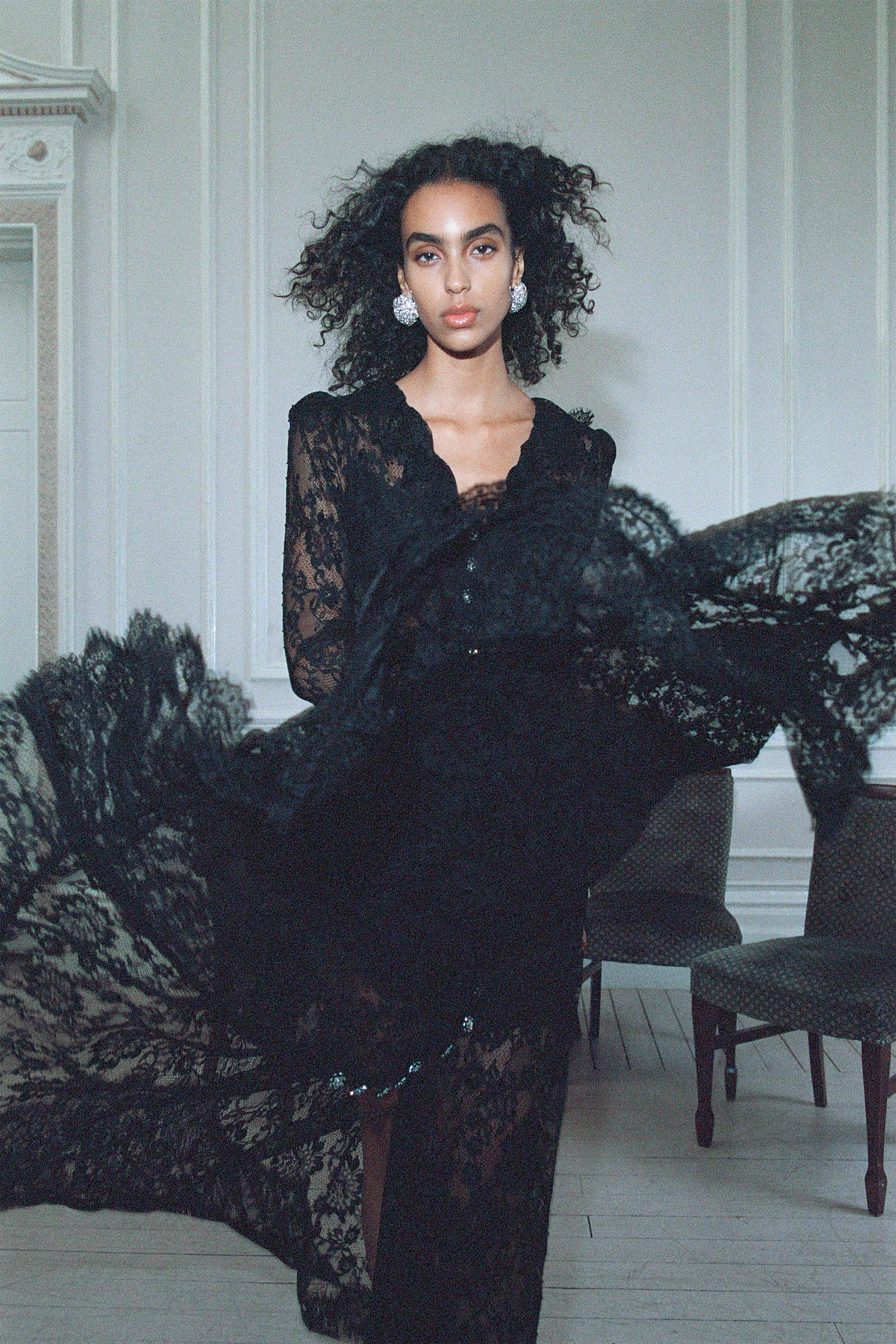 Black Lace Ruffle Maxi Dress - Image 6