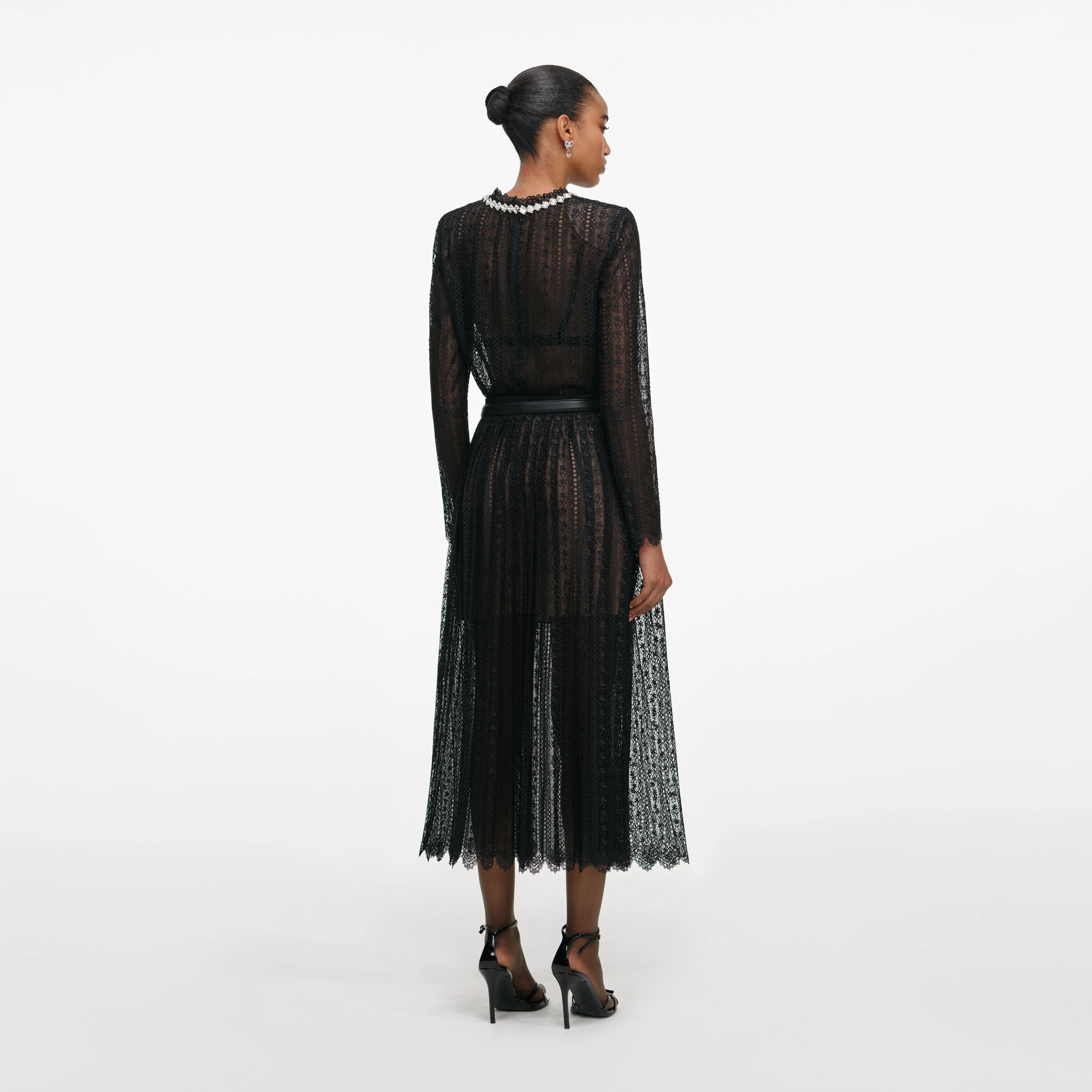 Black Organza Lace Midi Skirt - Image 3