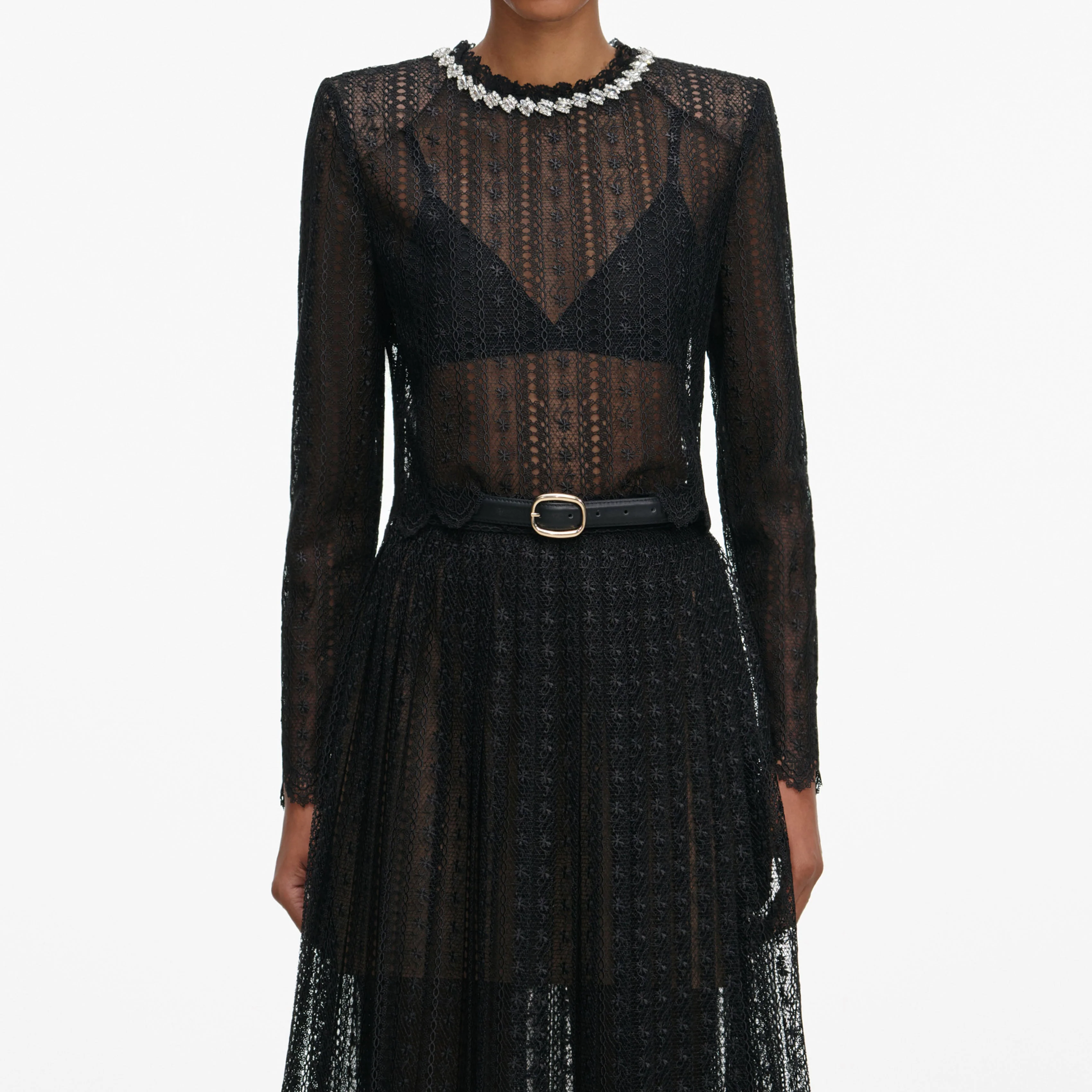 Black Organza Lace Midi Skirt - Image 4