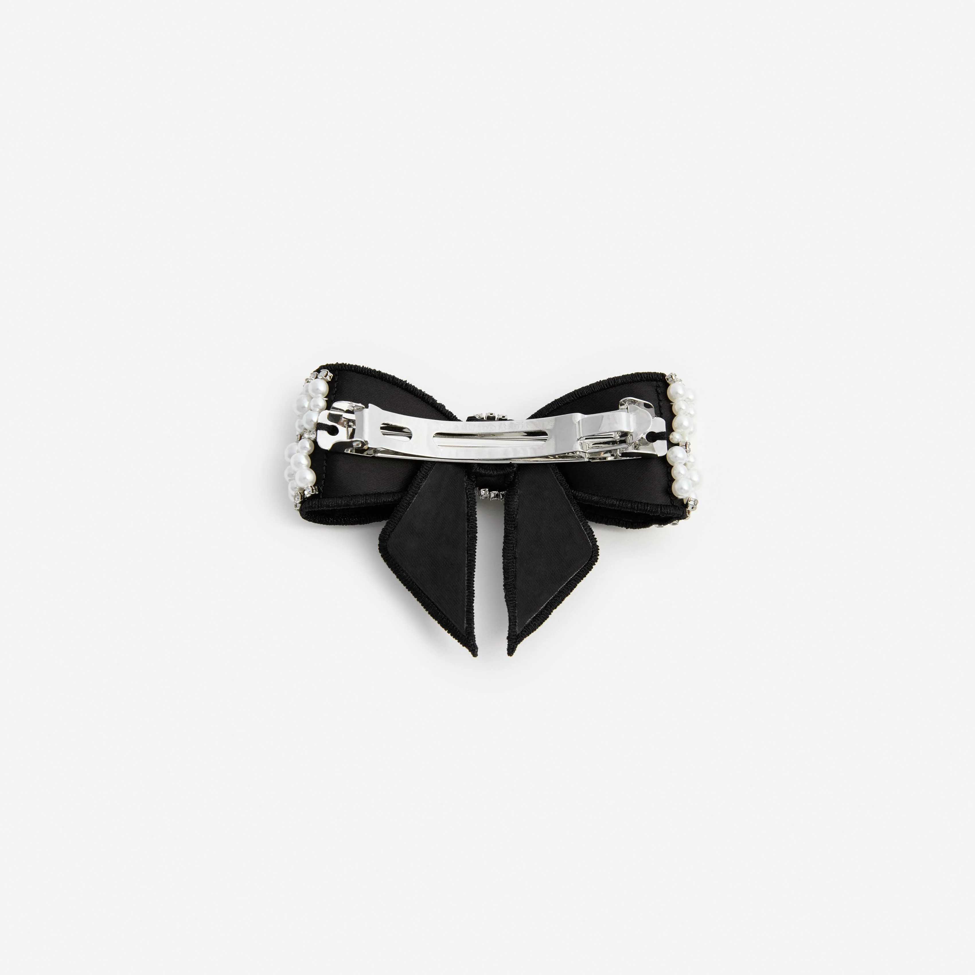 Black Pearl Satin Bow Hairclip - Image 3