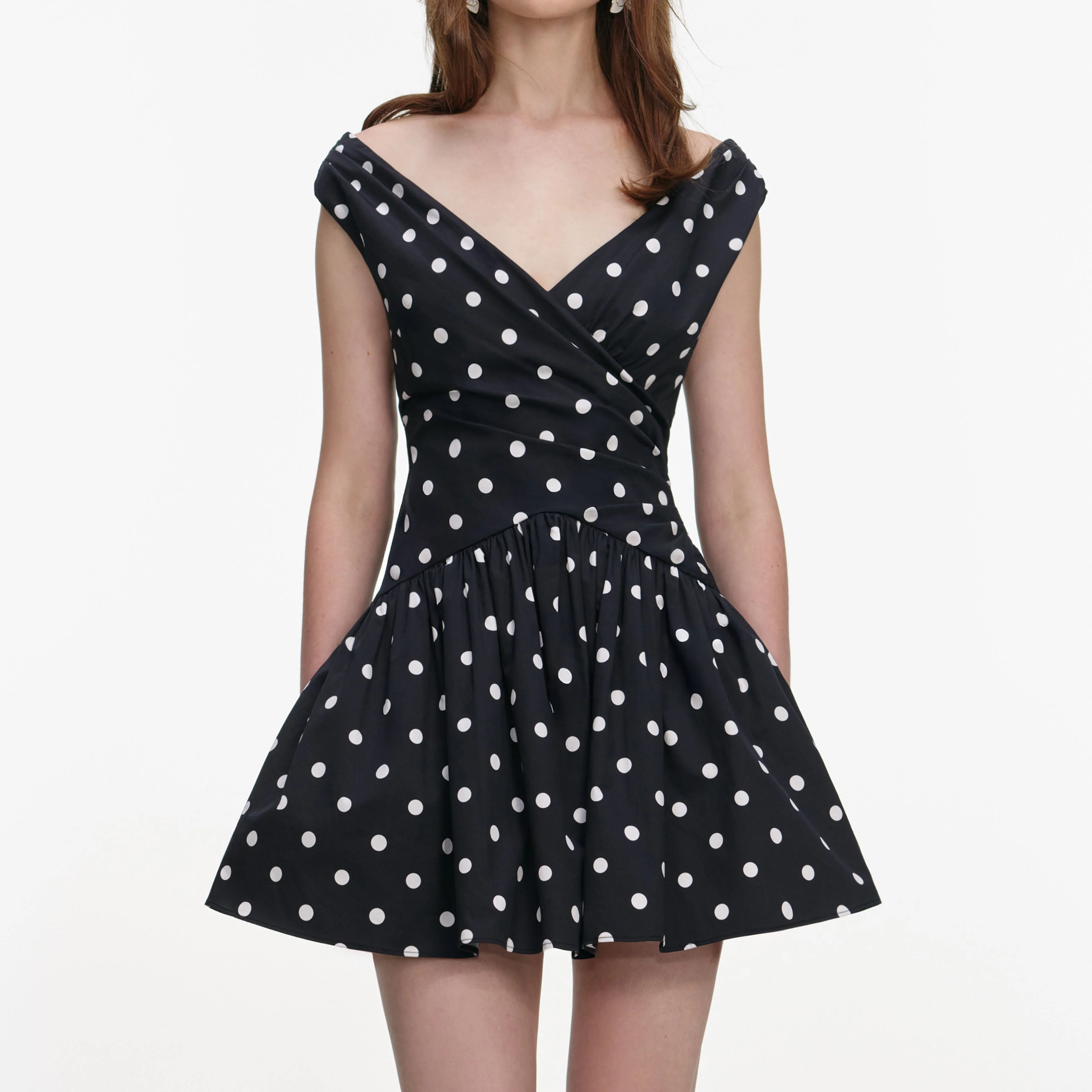 Black Polka Dot Cotton Mini Dress - Image 4
