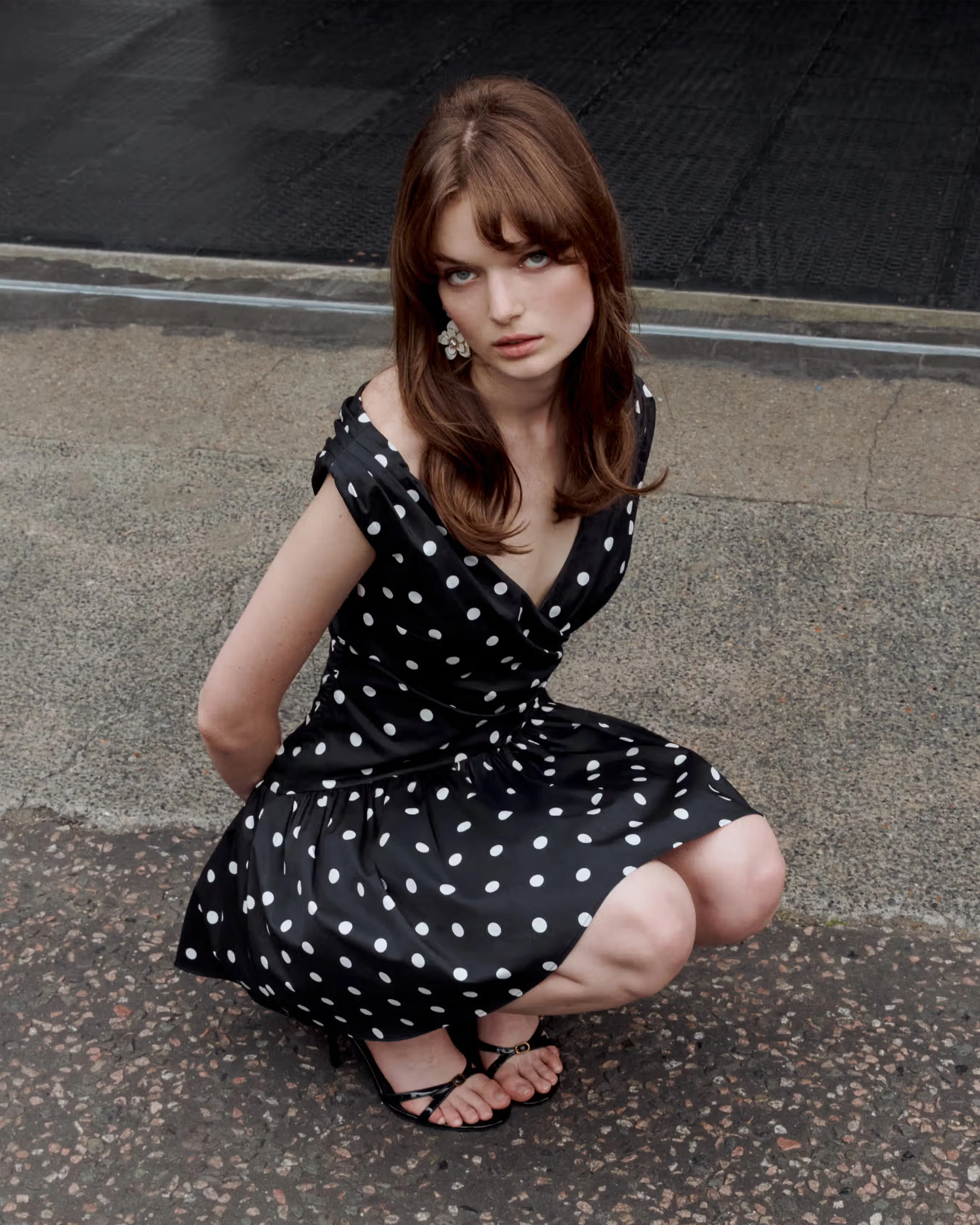 Black Polka Dot Cotton Mini Dress - Image 6