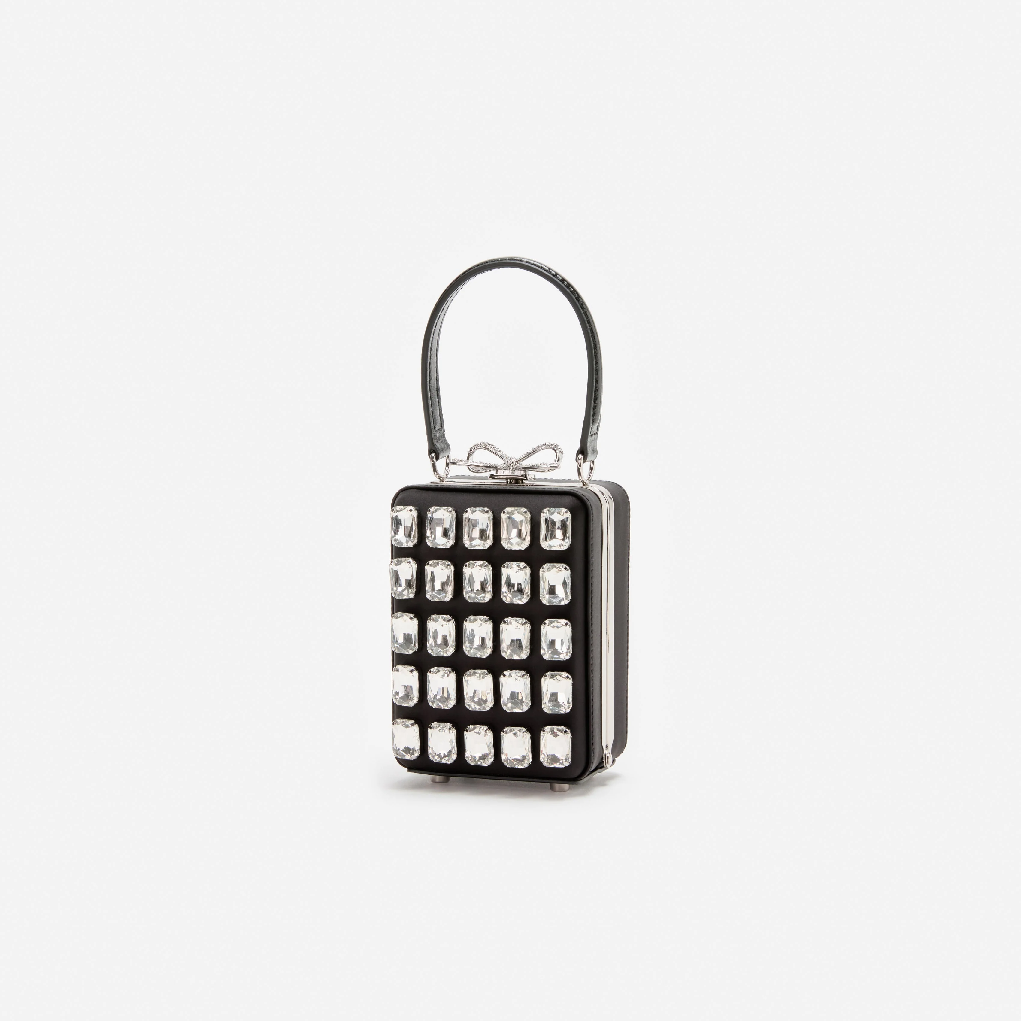 Black Satin Crystal Micro Bag - Image 2