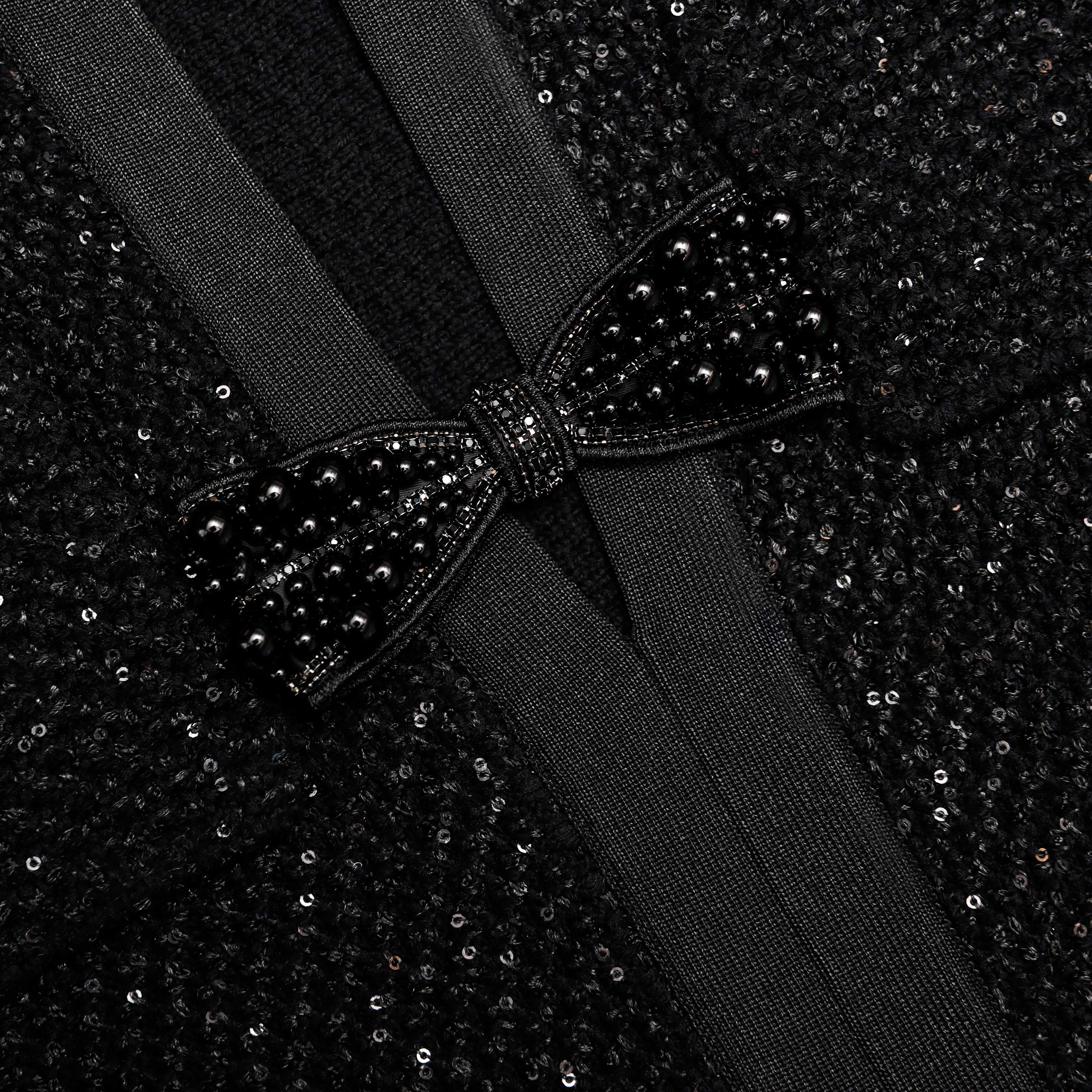 Black Sequin Knit Mini Dress - Image 5