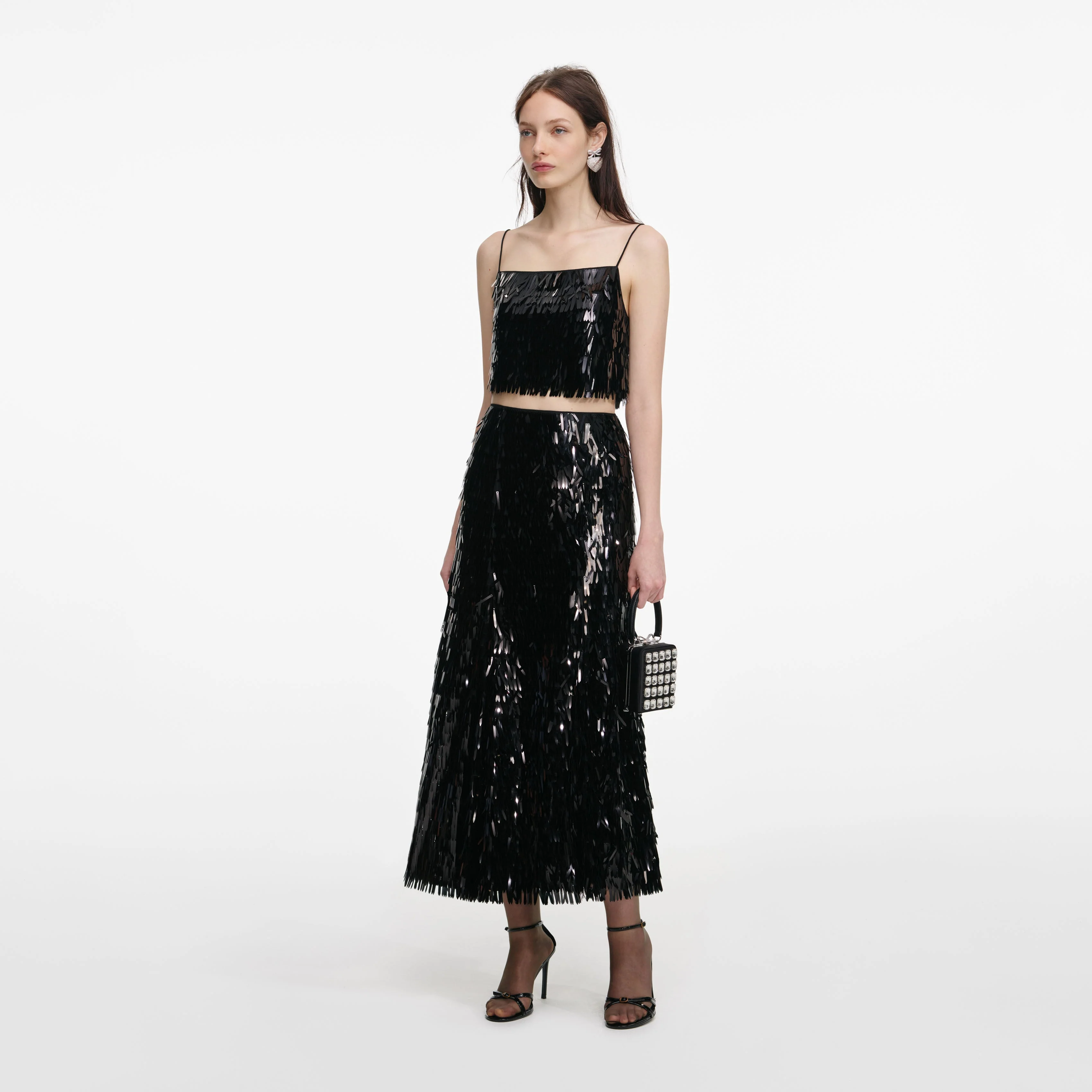 Black Sequin Midi Skirt - Image 2