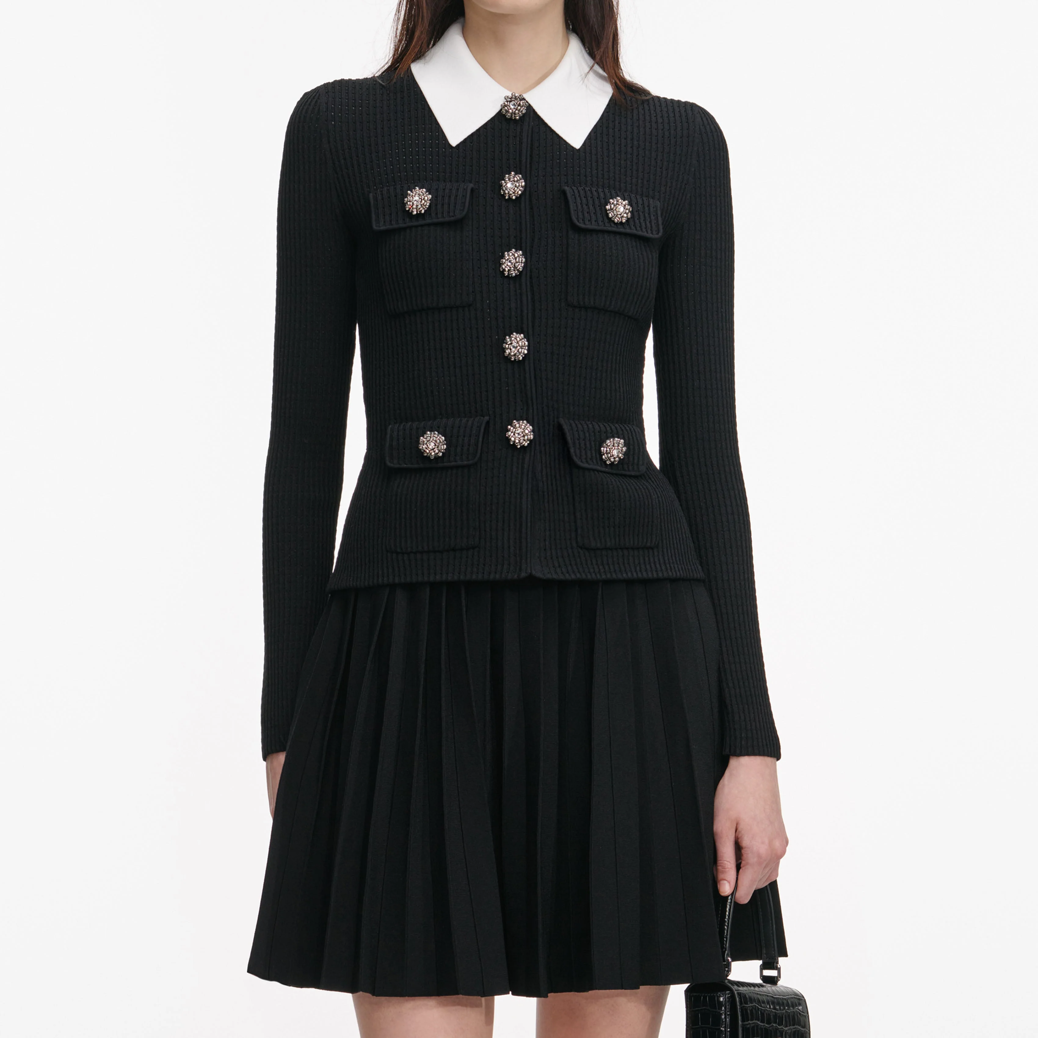 Black Tailored Knit Mini Dress - Image 4