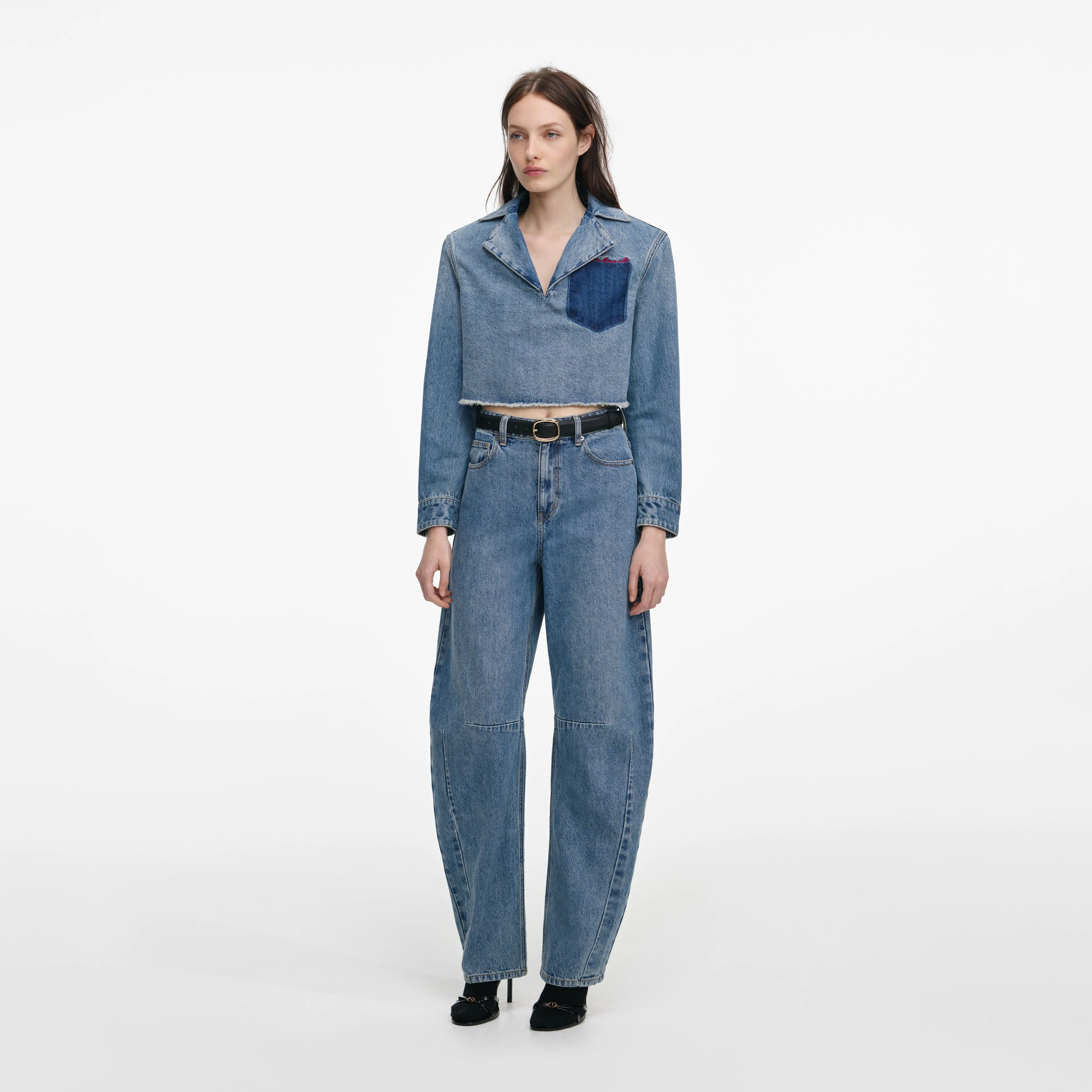 Blue Barrel Leg Jeans - Image 2