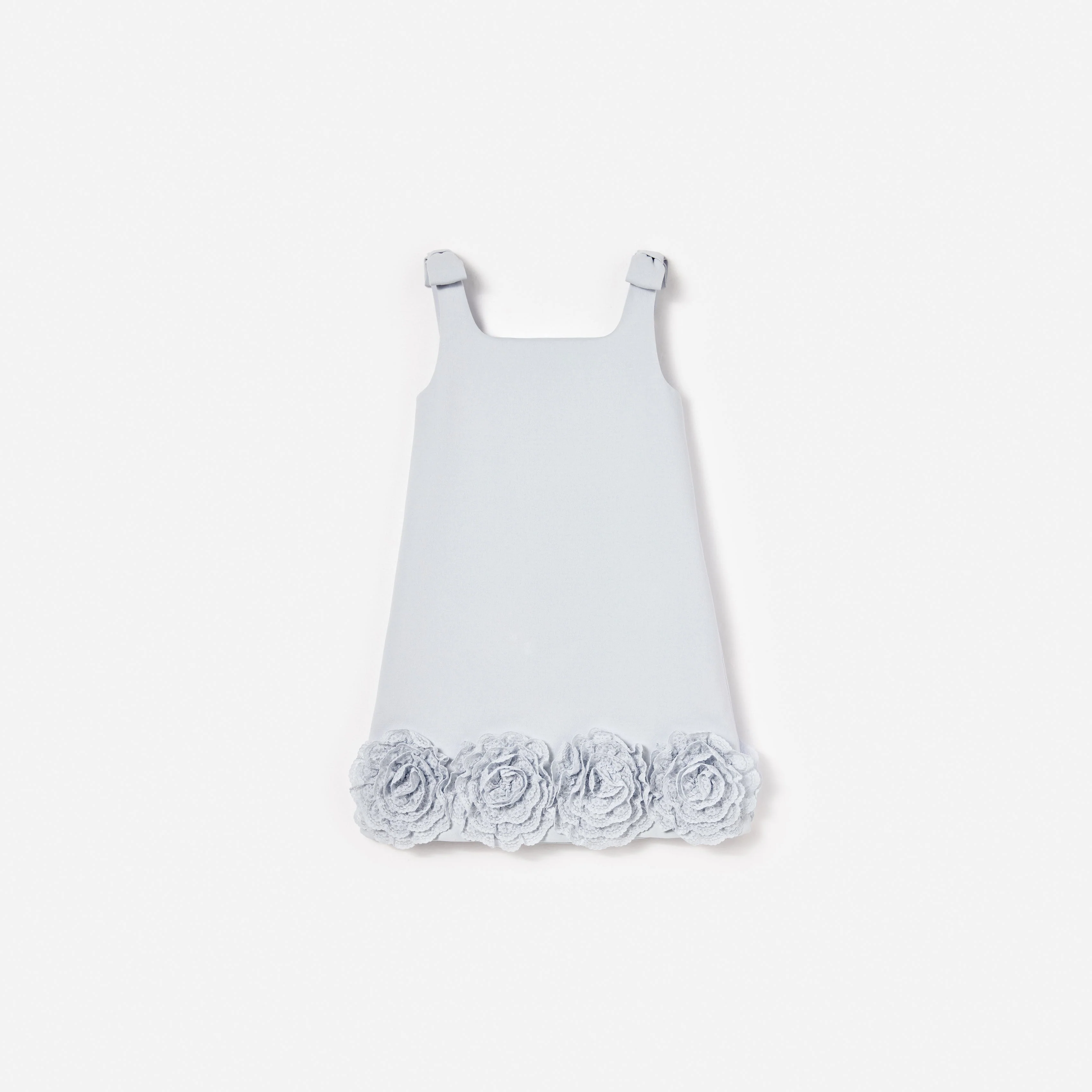 Blue Crepe Flower Dress