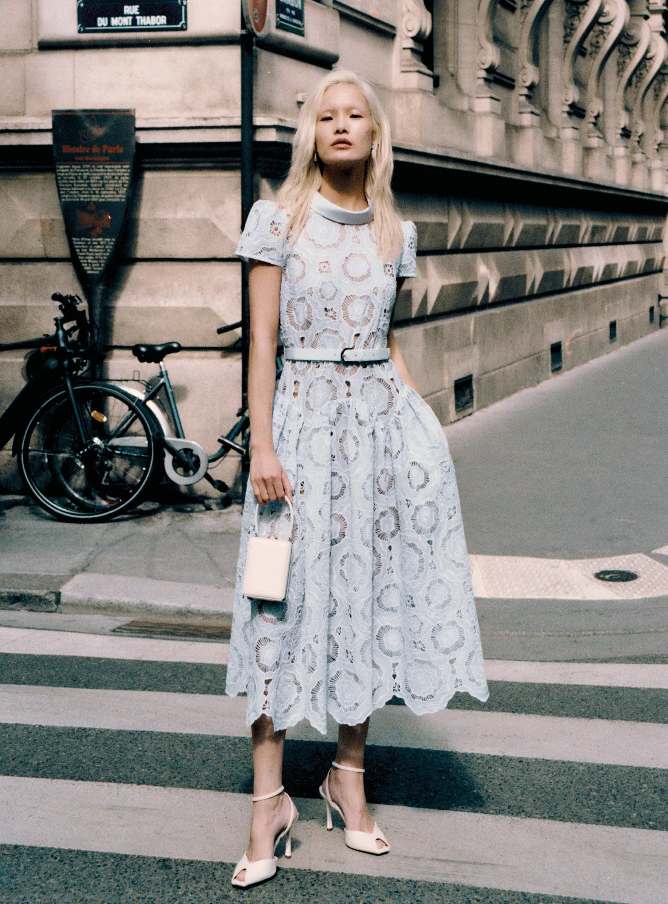 Blue Floral Lace Midi Dress - Image 6