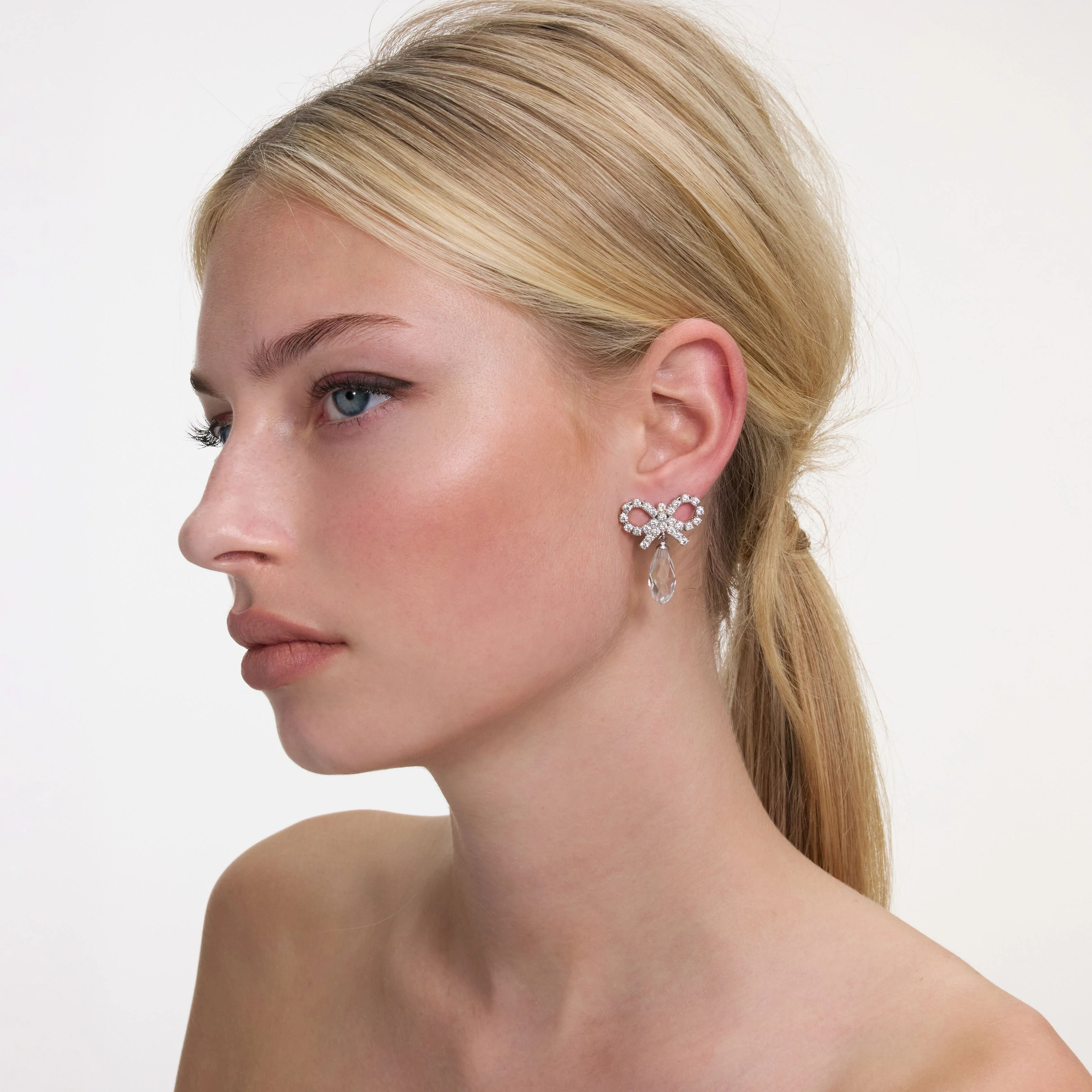 Bow Crystal Droplet Earrings - Image 2