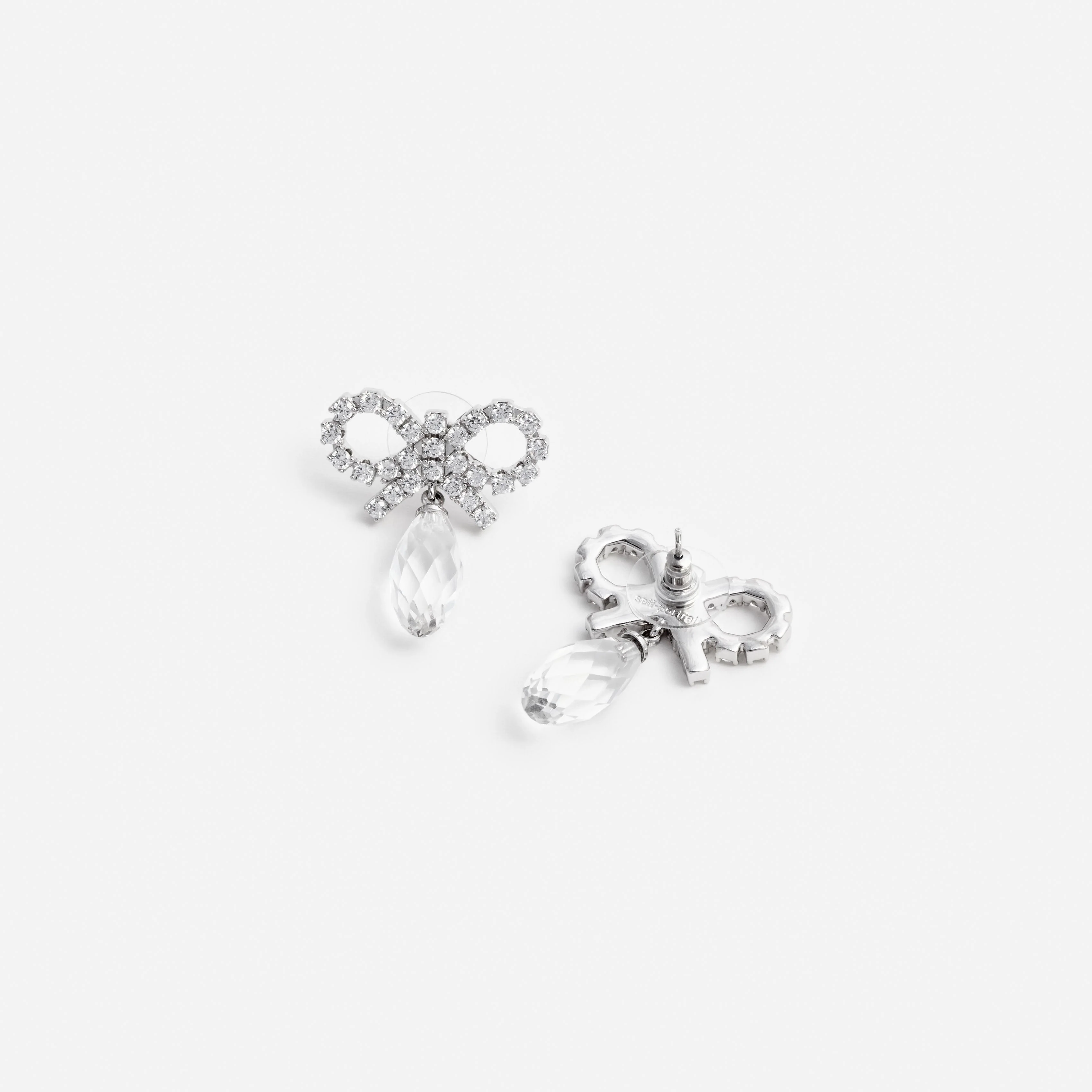Bow Crystal Droplet Earrings - Image 3