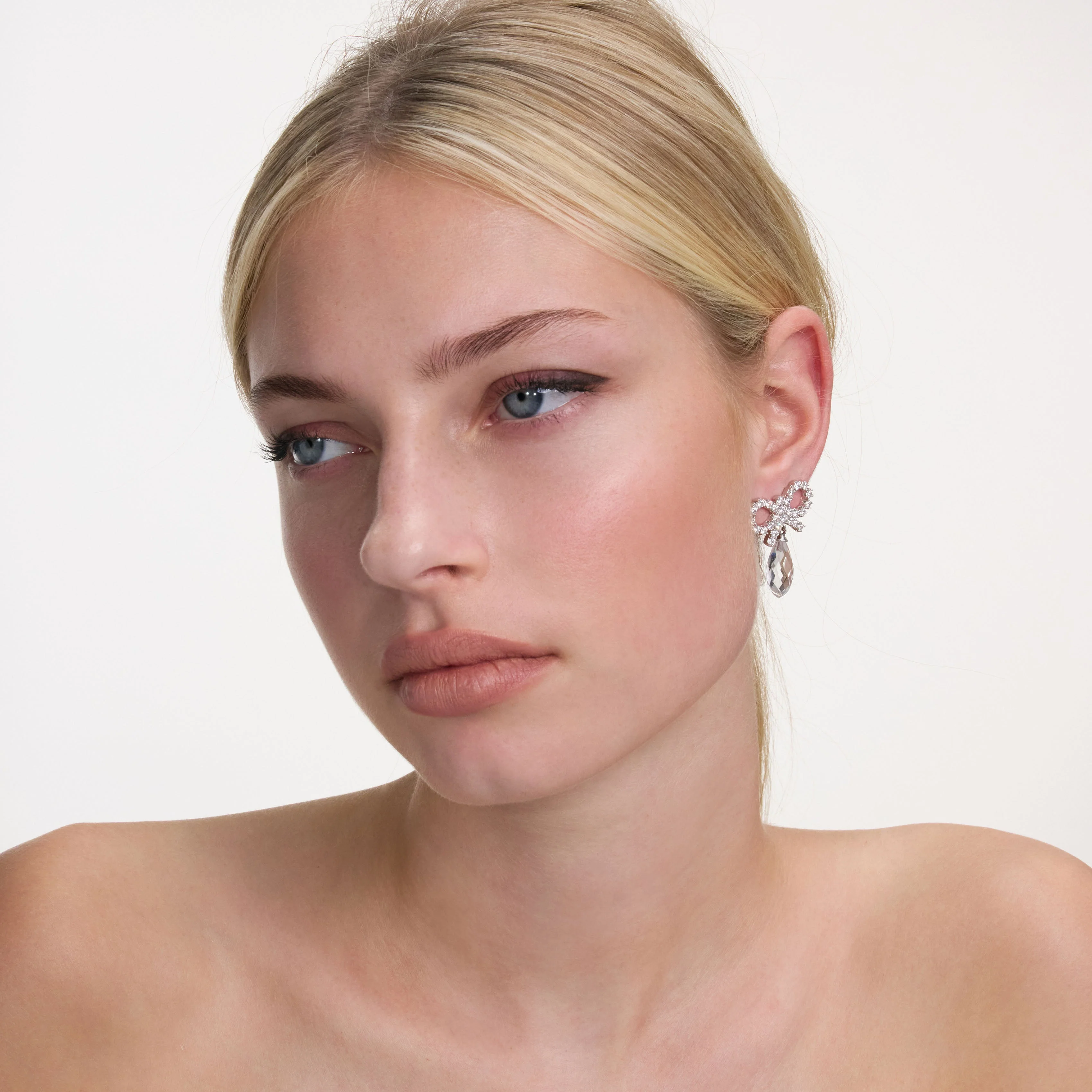 Bow Crystal Droplet Earrings - Image 4