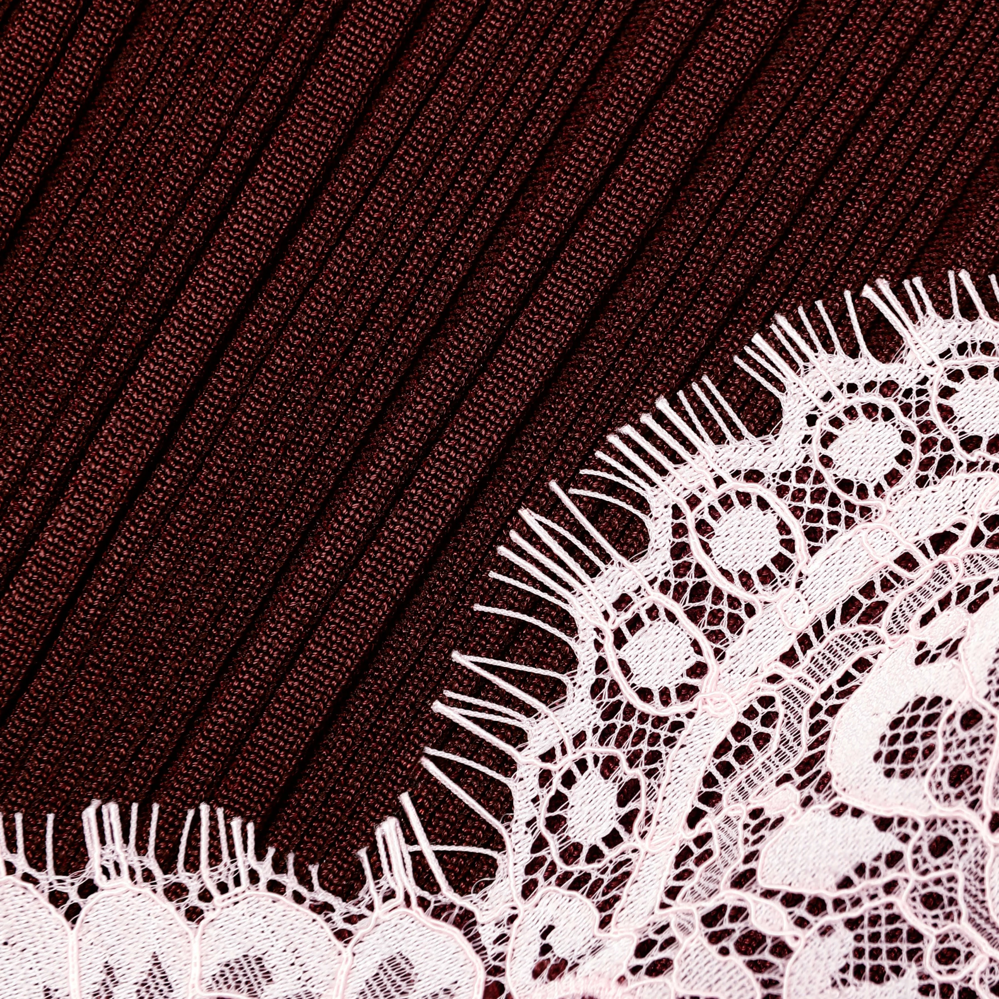 Brown Contrast Lace Knit Midi Dress - Image 5