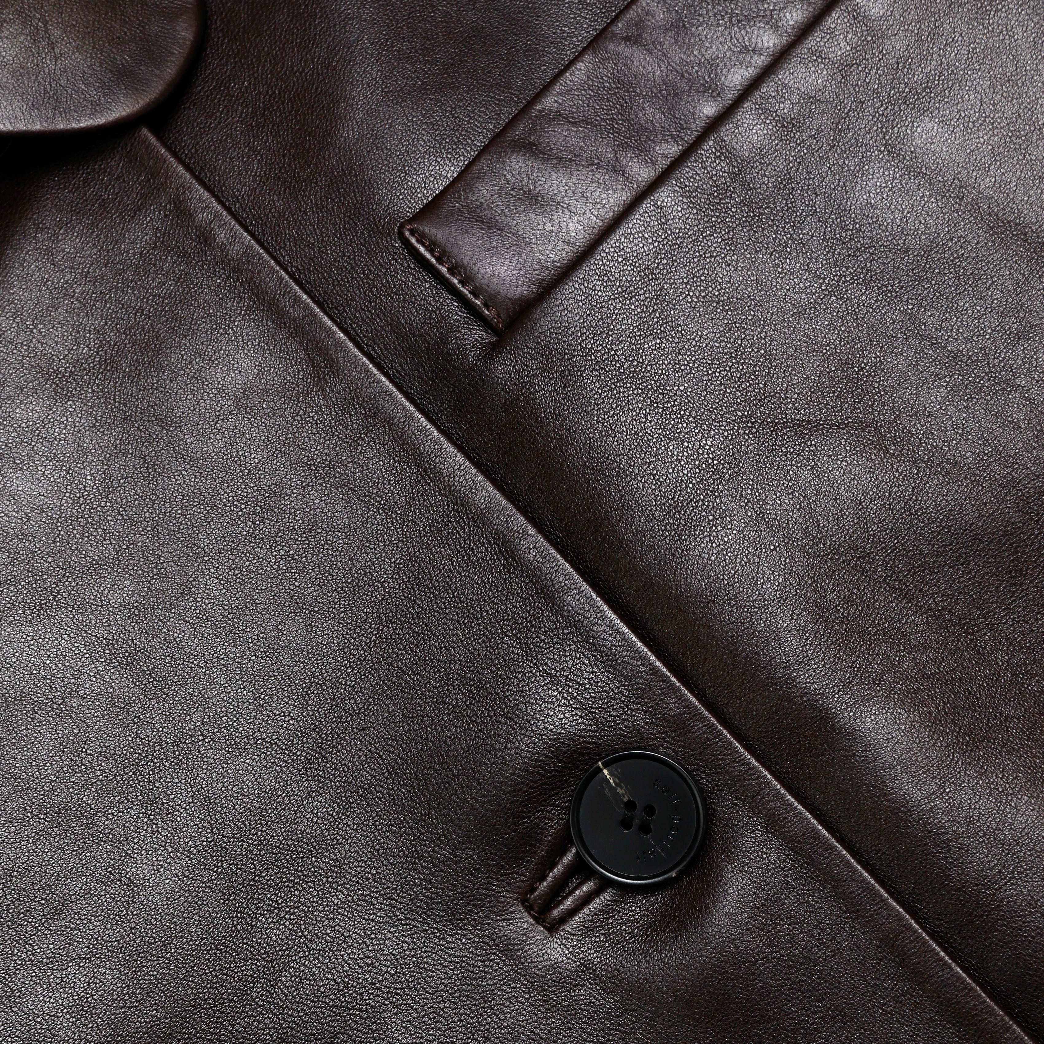 Brown Cropped Leather Jacket - Image 5