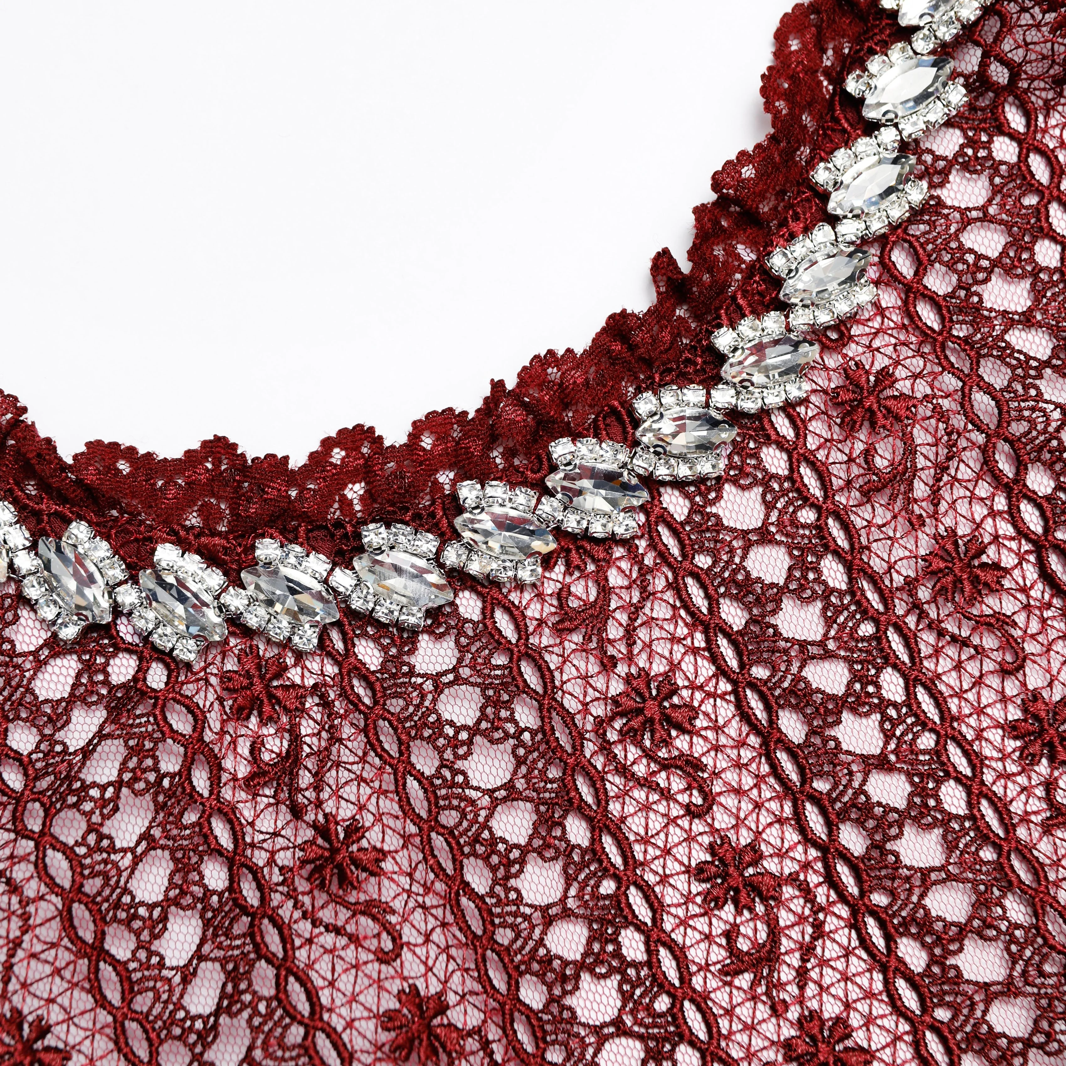 Burgundy Organza Lace Maxi Dress - Image 5