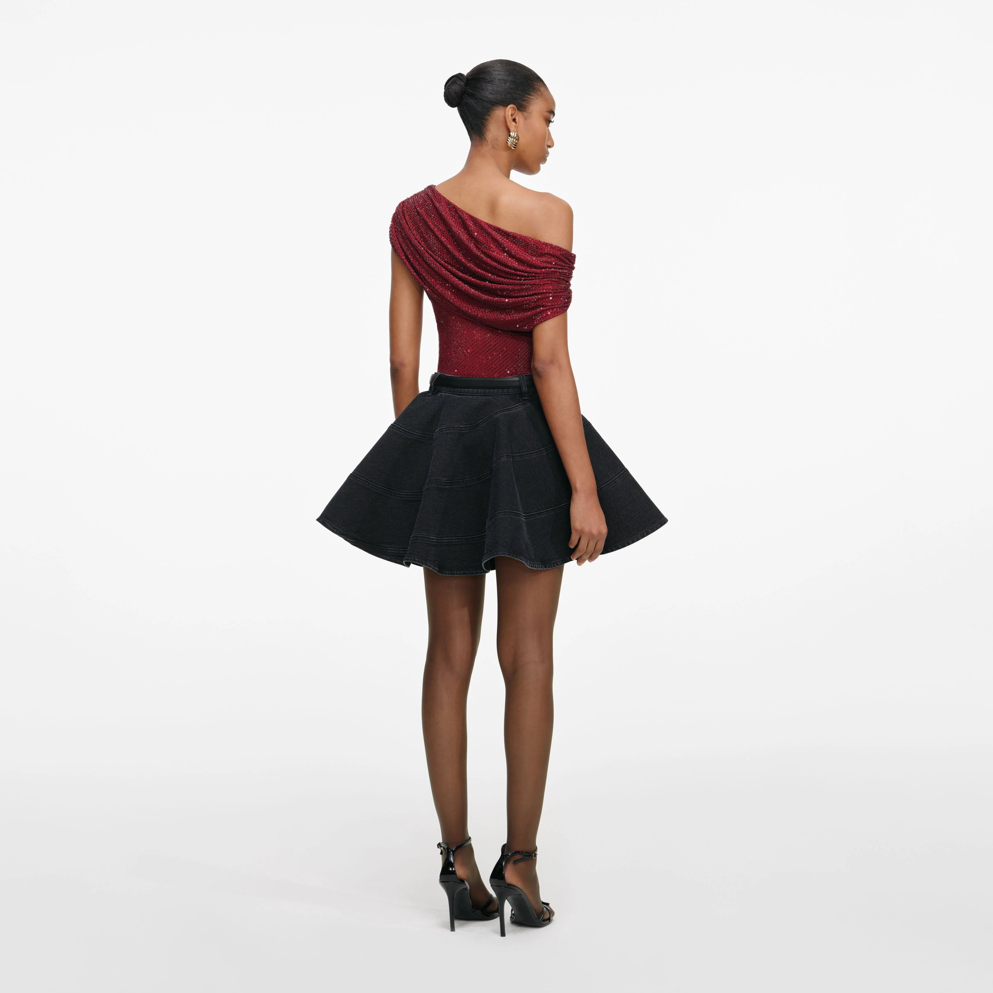 Burgundy Rhinestone Drape Top - Image 3