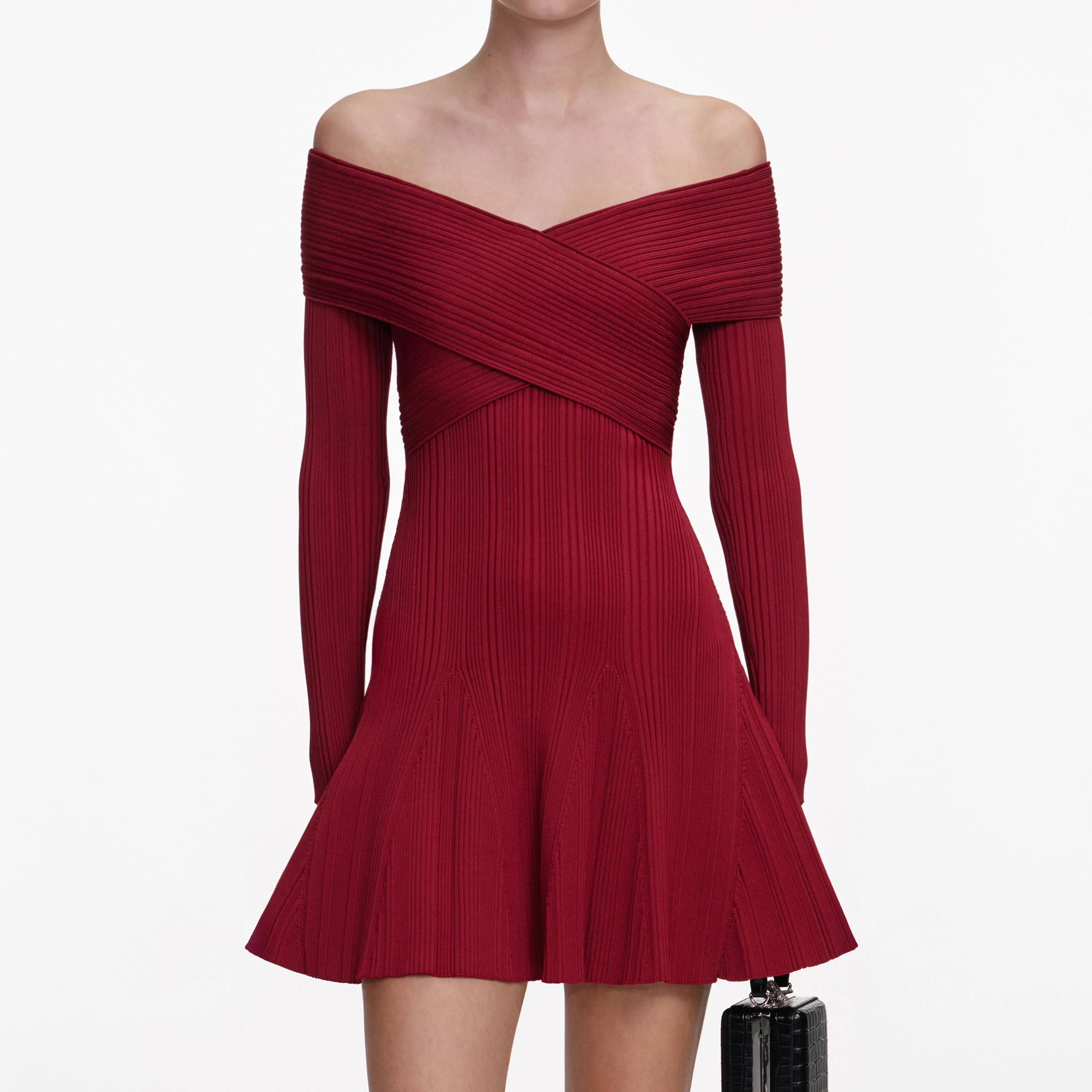 Burgundy Viscose Knit Mini Dress - Image 4