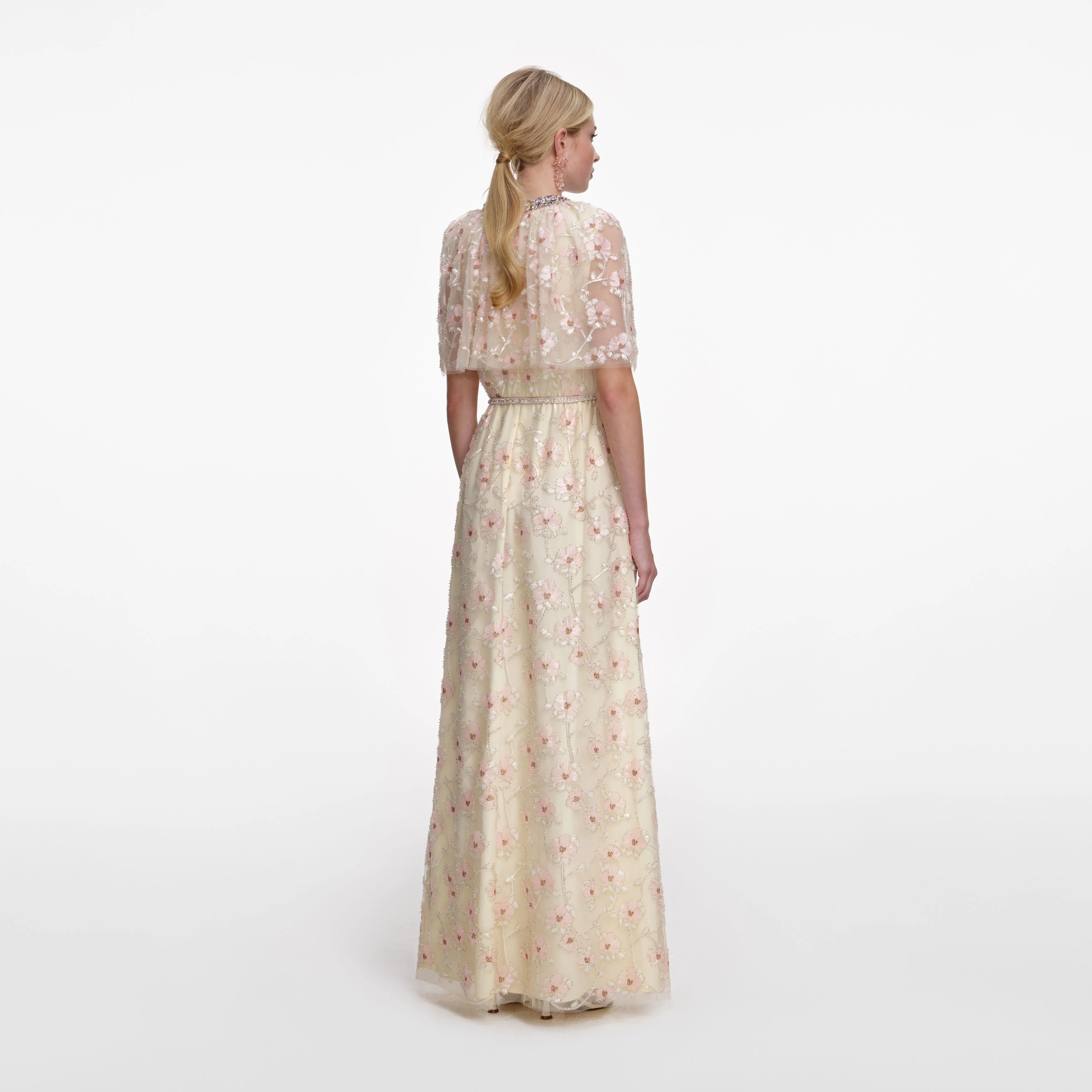 Champagne Floral Embellished Maxi Dress - Image 3