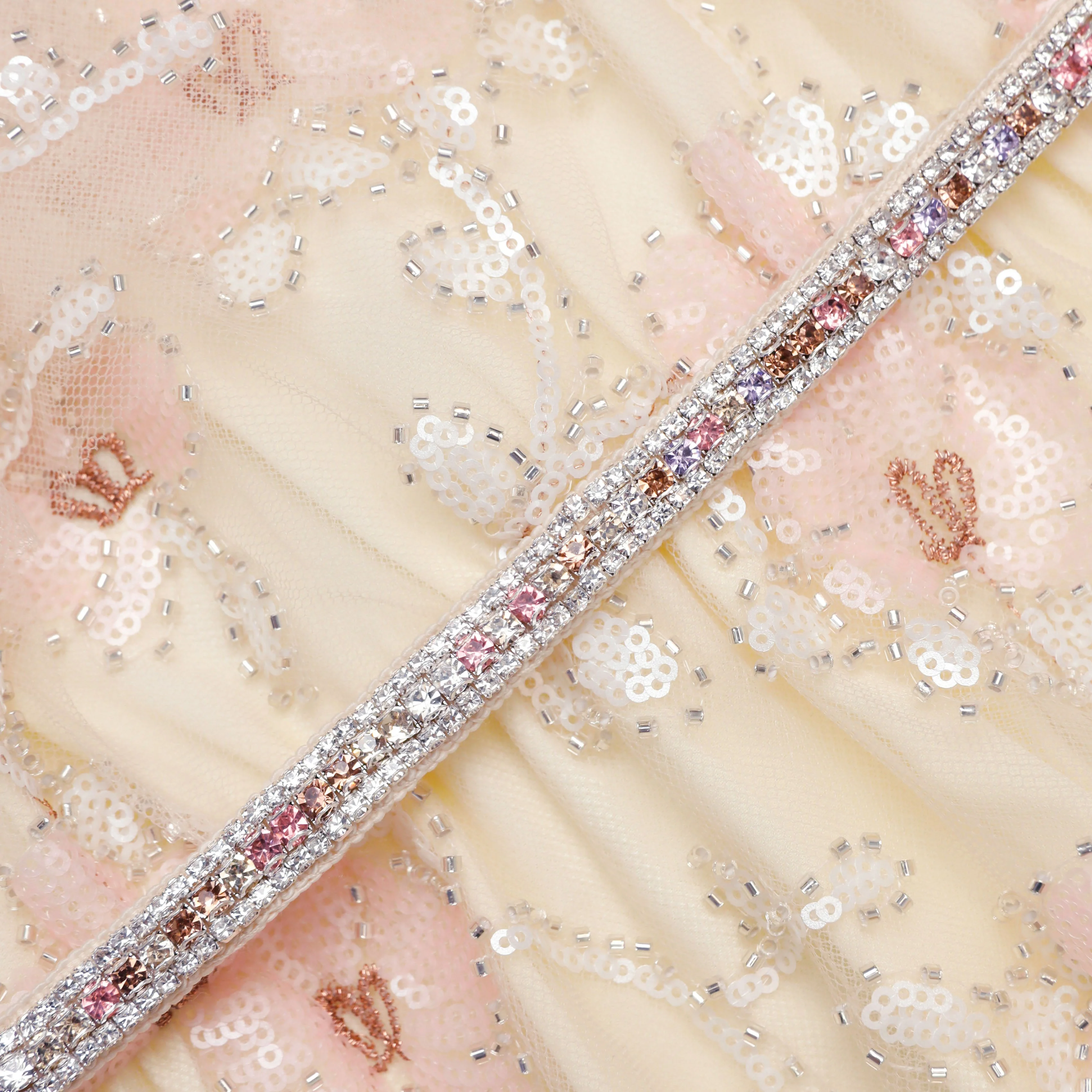 Champagne Floral Embellished Maxi Dress - Image 5