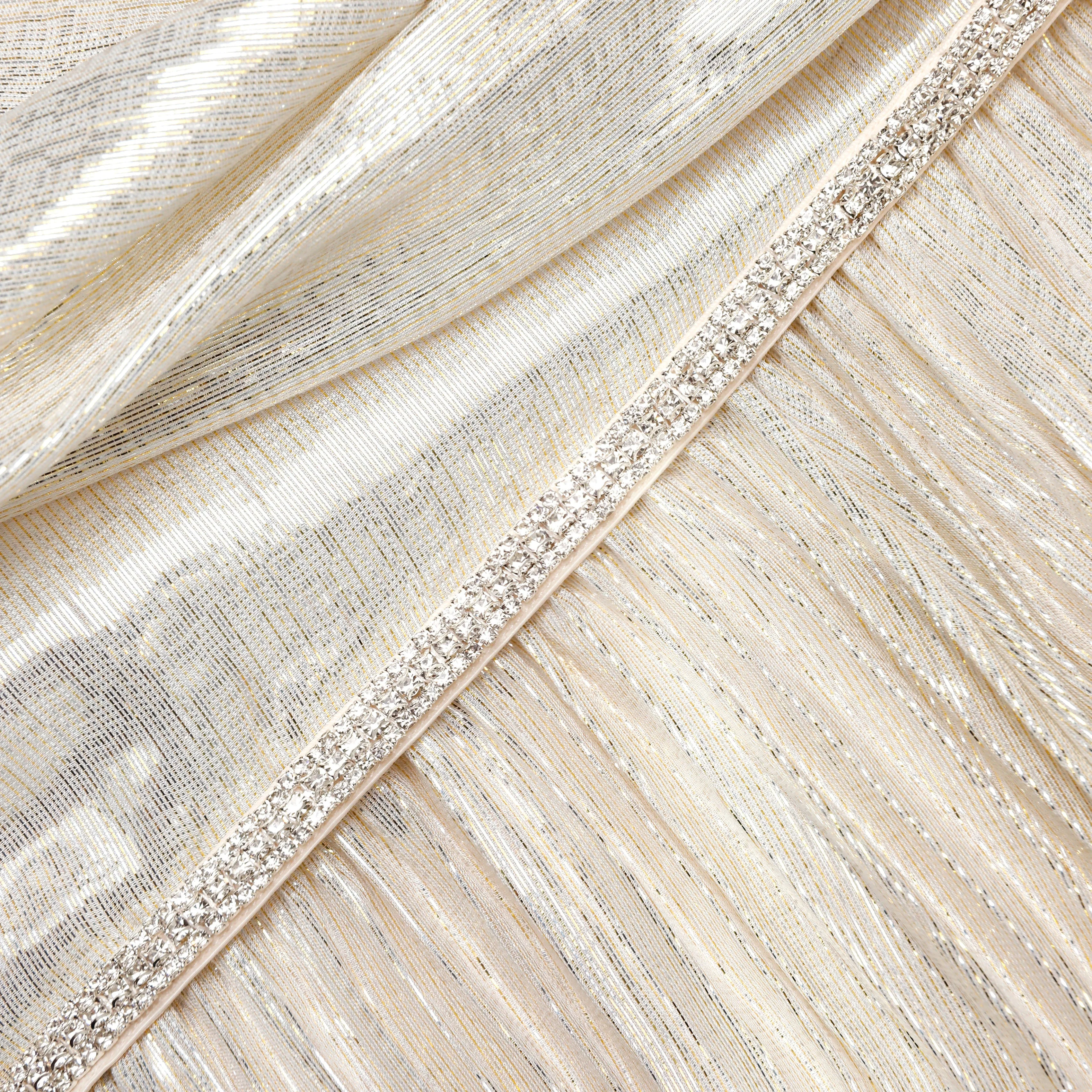 Champagne Metallic Chiffon Maxi Dress - Image 5