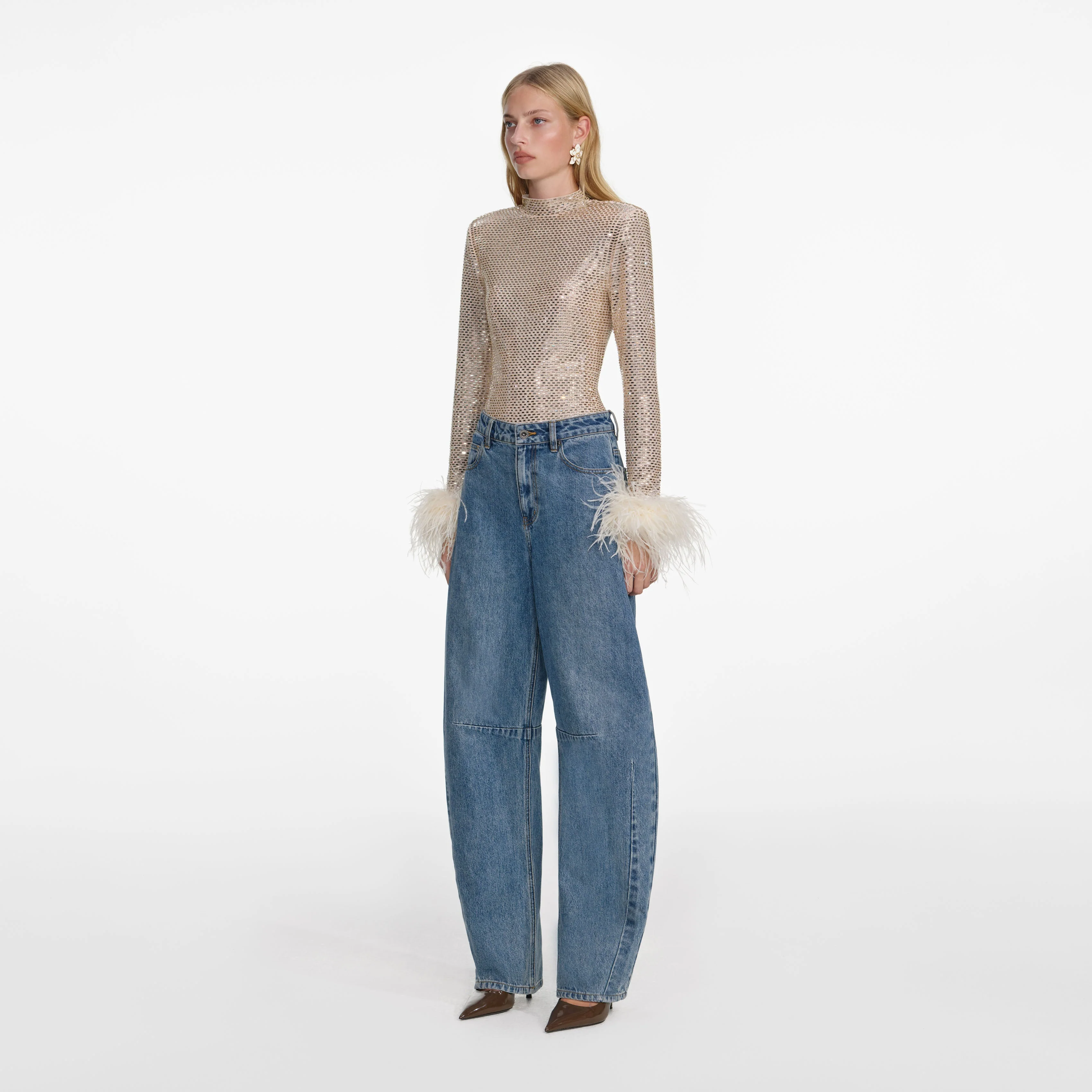 Champagne Rhinestone Feather Top - Image 2