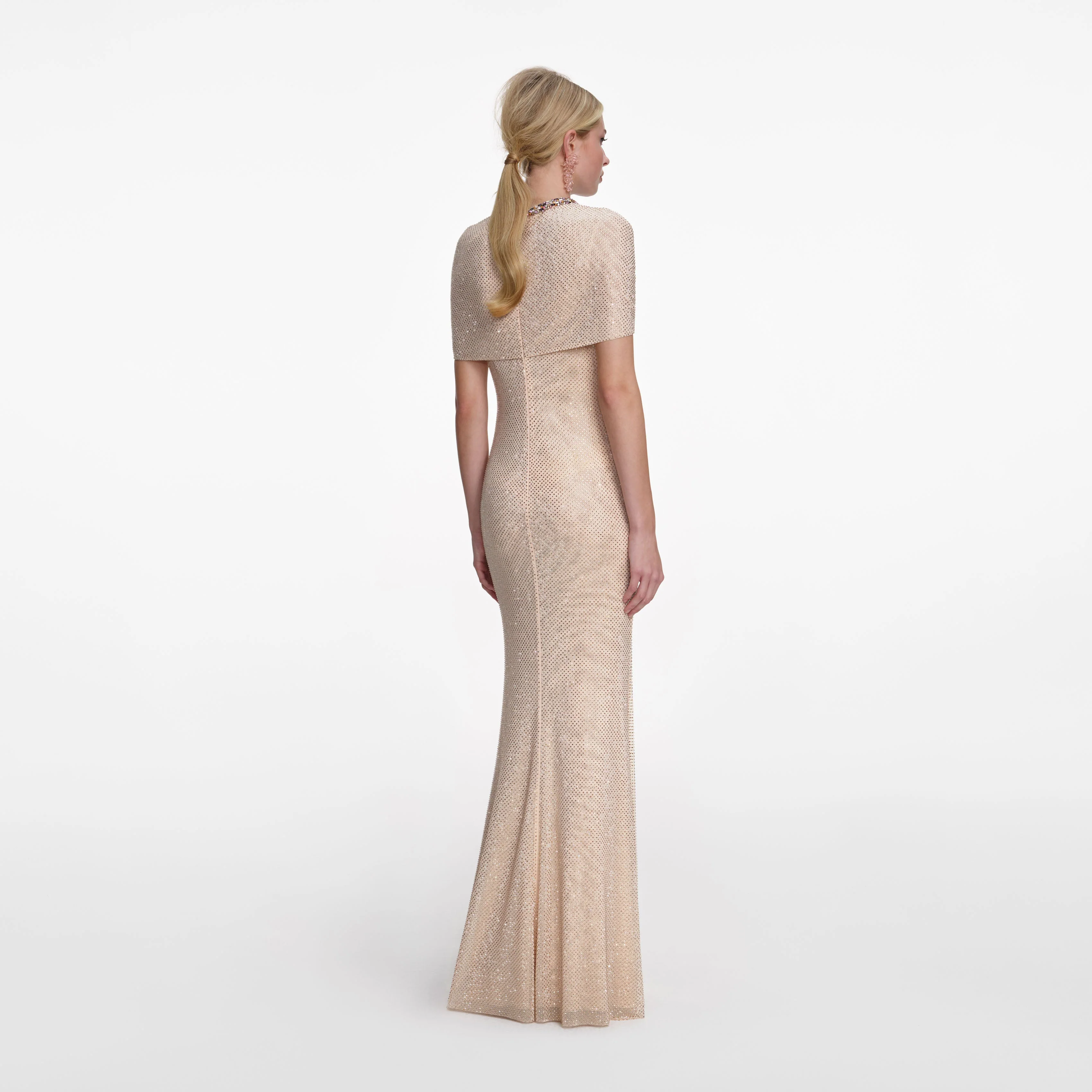 Champagne Rhinestone Maxi Dress - Image 3