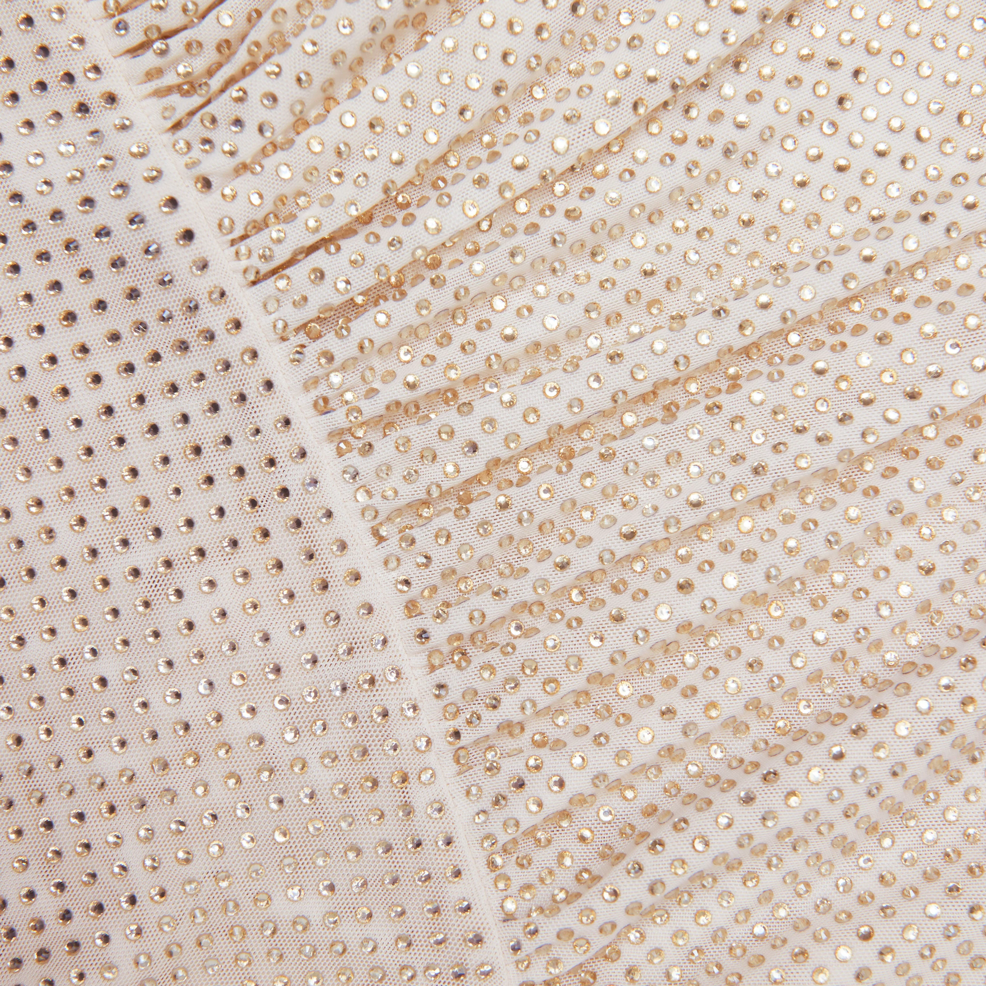 Champagne Rhinestone Maxi Dress - Image 5