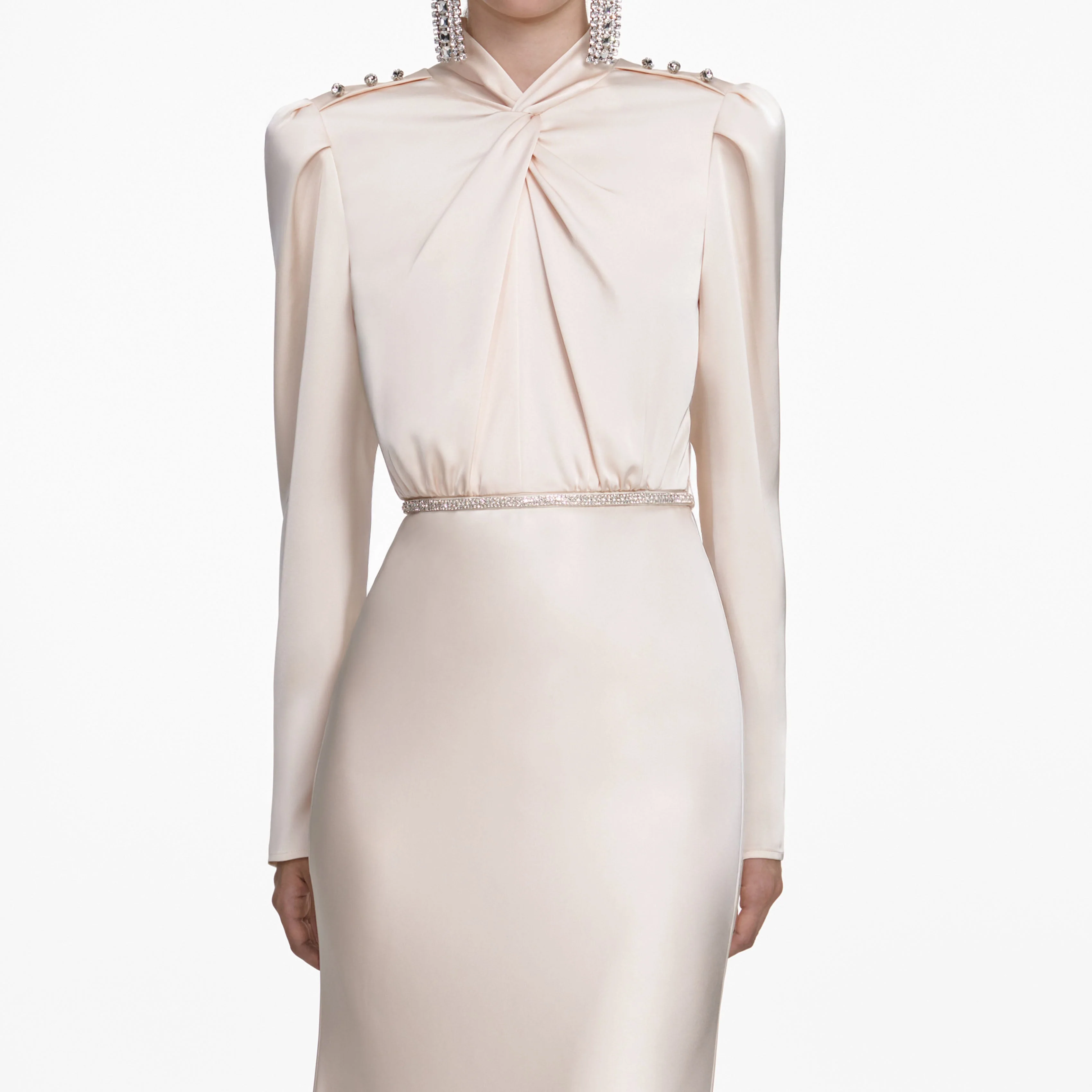 Champagne Satin Maxi Dress - Image 4