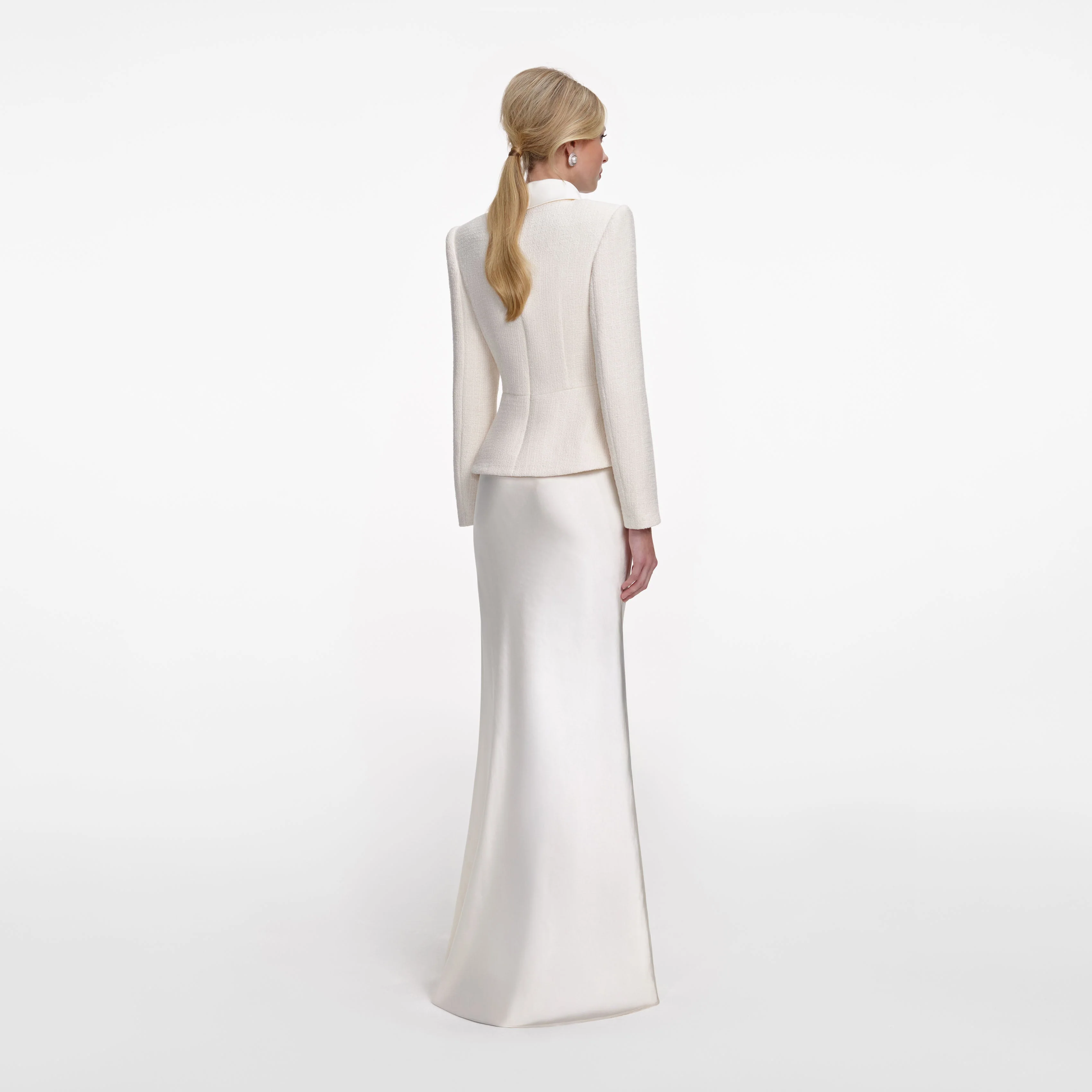 Cream Boucle Collared Maxi Dress - Image 3